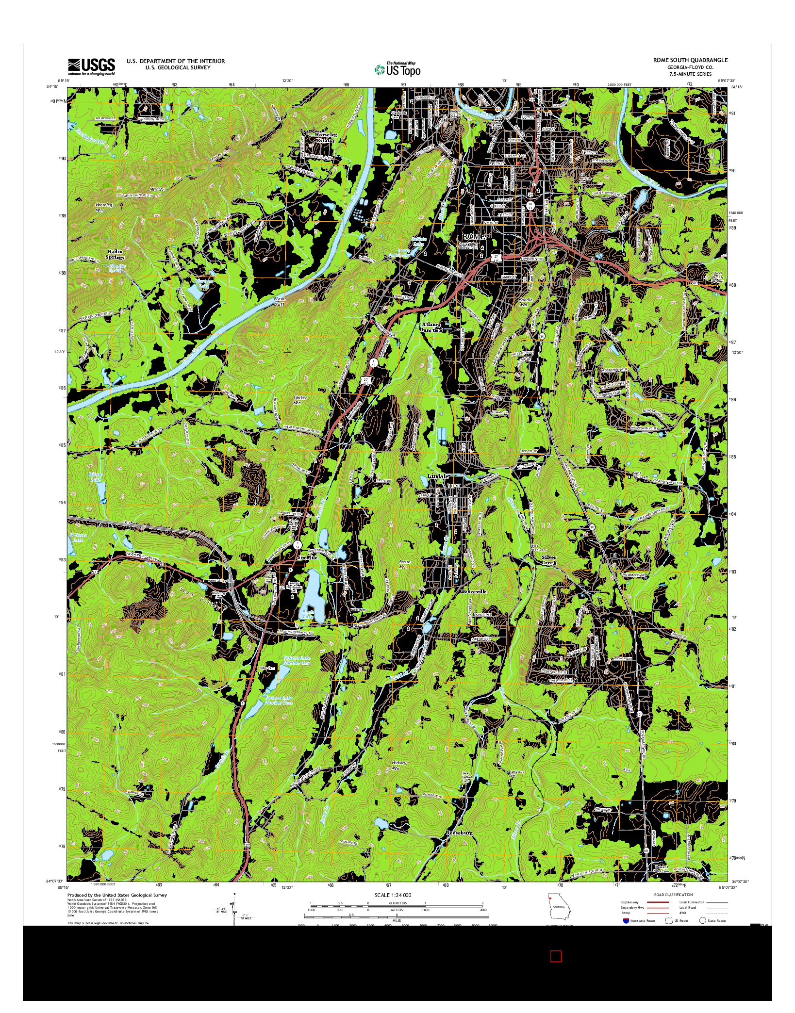 USGS US TOPO 7.5-MINUTE MAP FOR ROME SOUTH, GA 2017