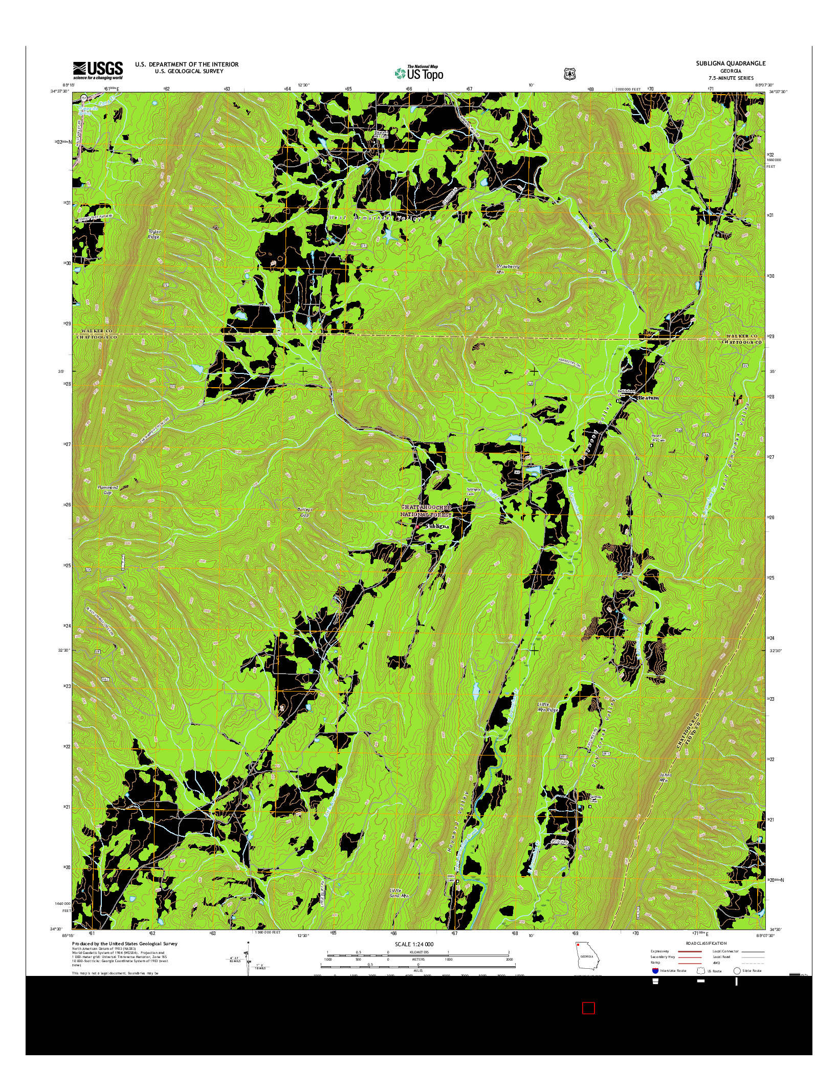 USGS US TOPO 7.5-MINUTE MAP FOR SUBLIGNA, GA 2017
