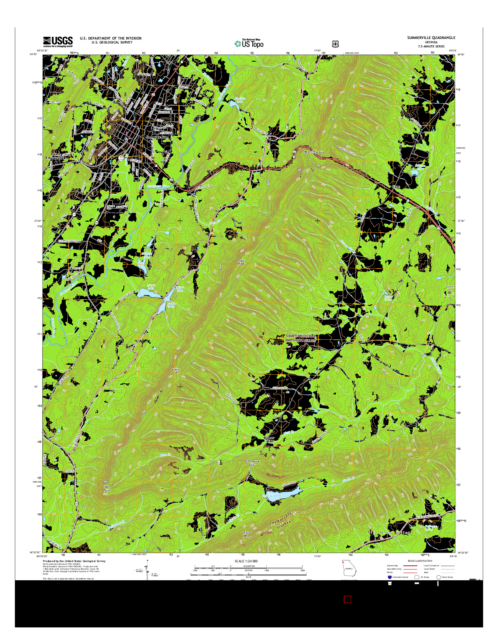 USGS US TOPO 7.5-MINUTE MAP FOR SUMMERVILLE, GA 2017