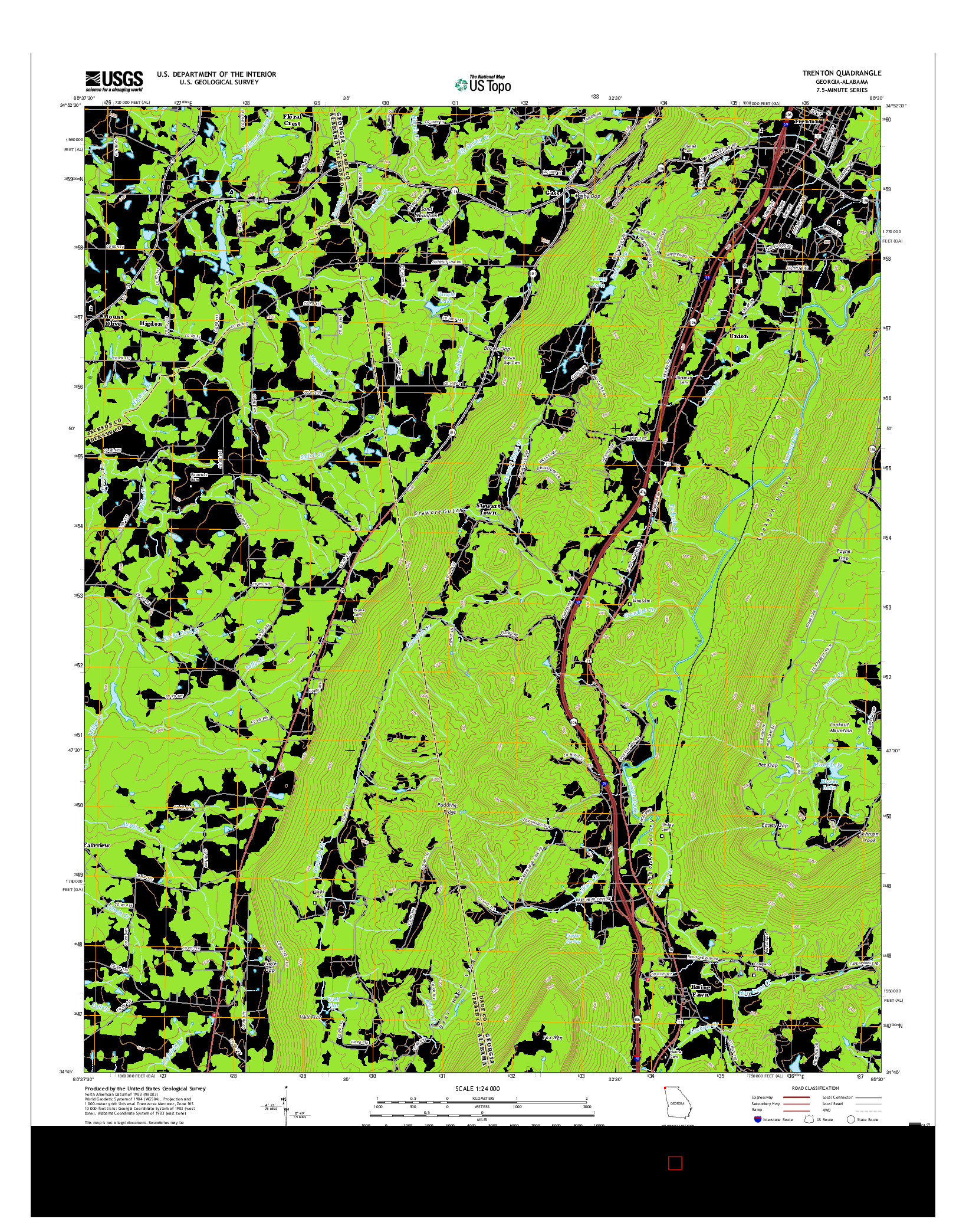 USGS US TOPO 7.5-MINUTE MAP FOR TRENTON, GA-AL 2017