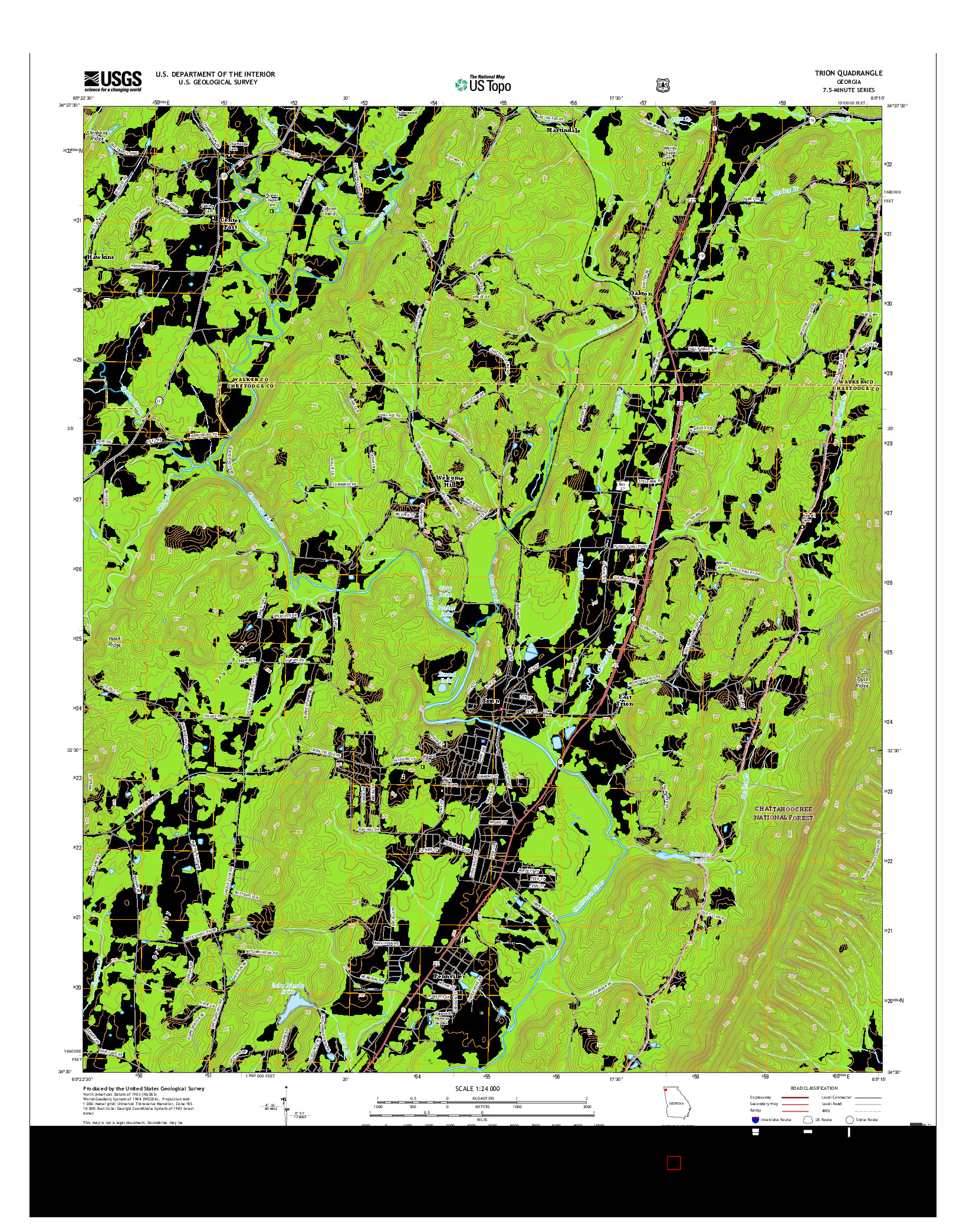 USGS US TOPO 7.5-MINUTE MAP FOR TRION, GA 2017