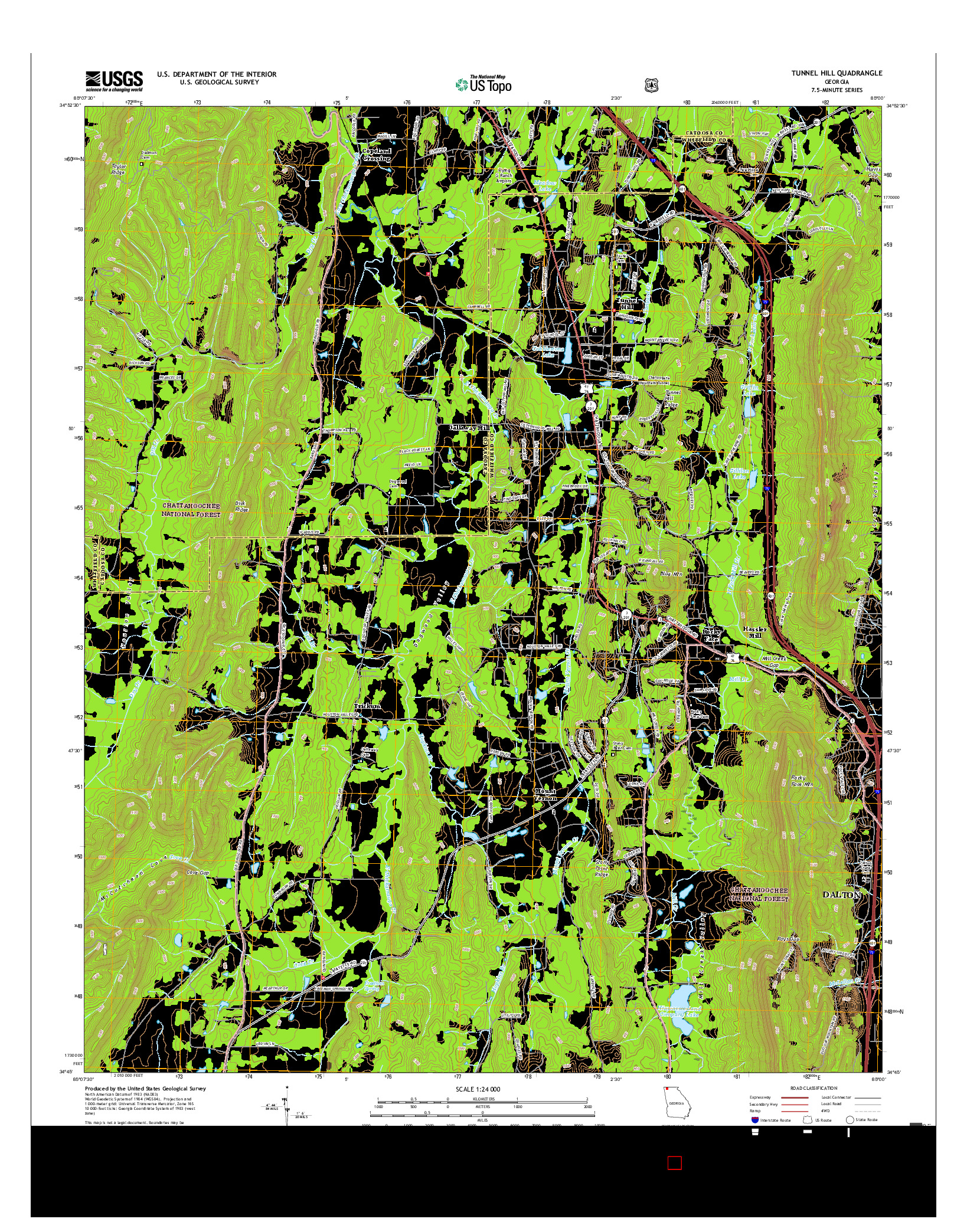 USGS US TOPO 7.5-MINUTE MAP FOR TUNNEL HILL, GA 2017