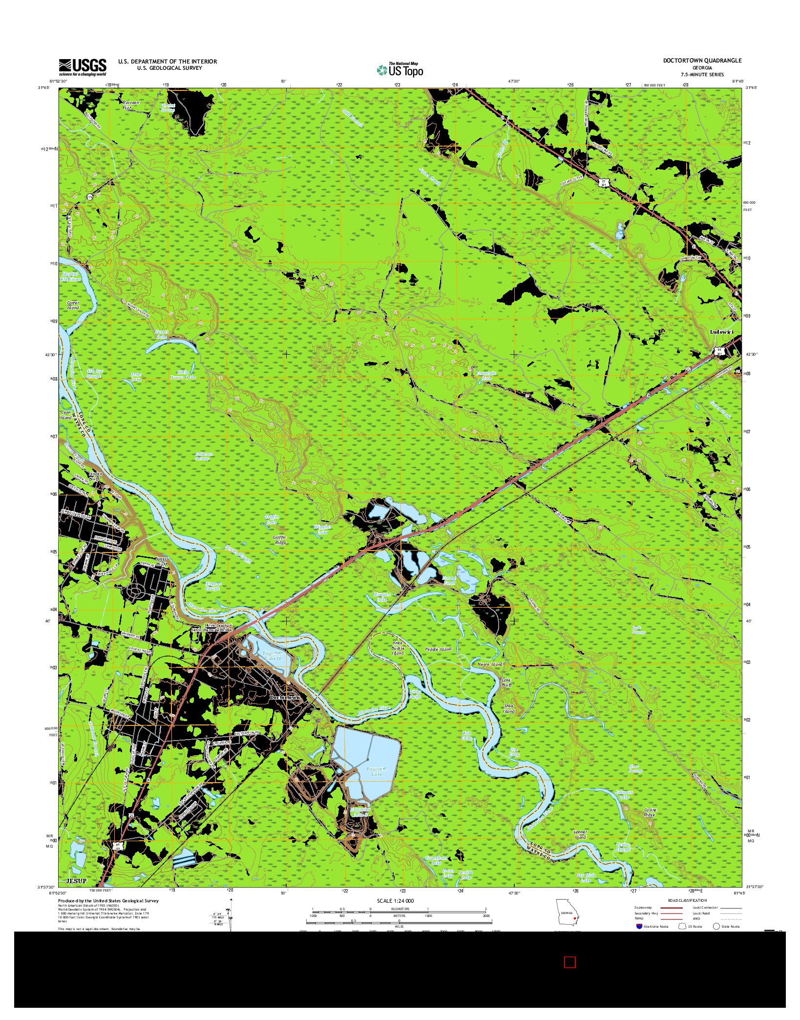 USGS US TOPO 7.5-MINUTE MAP FOR DOCTORTOWN, GA 2017