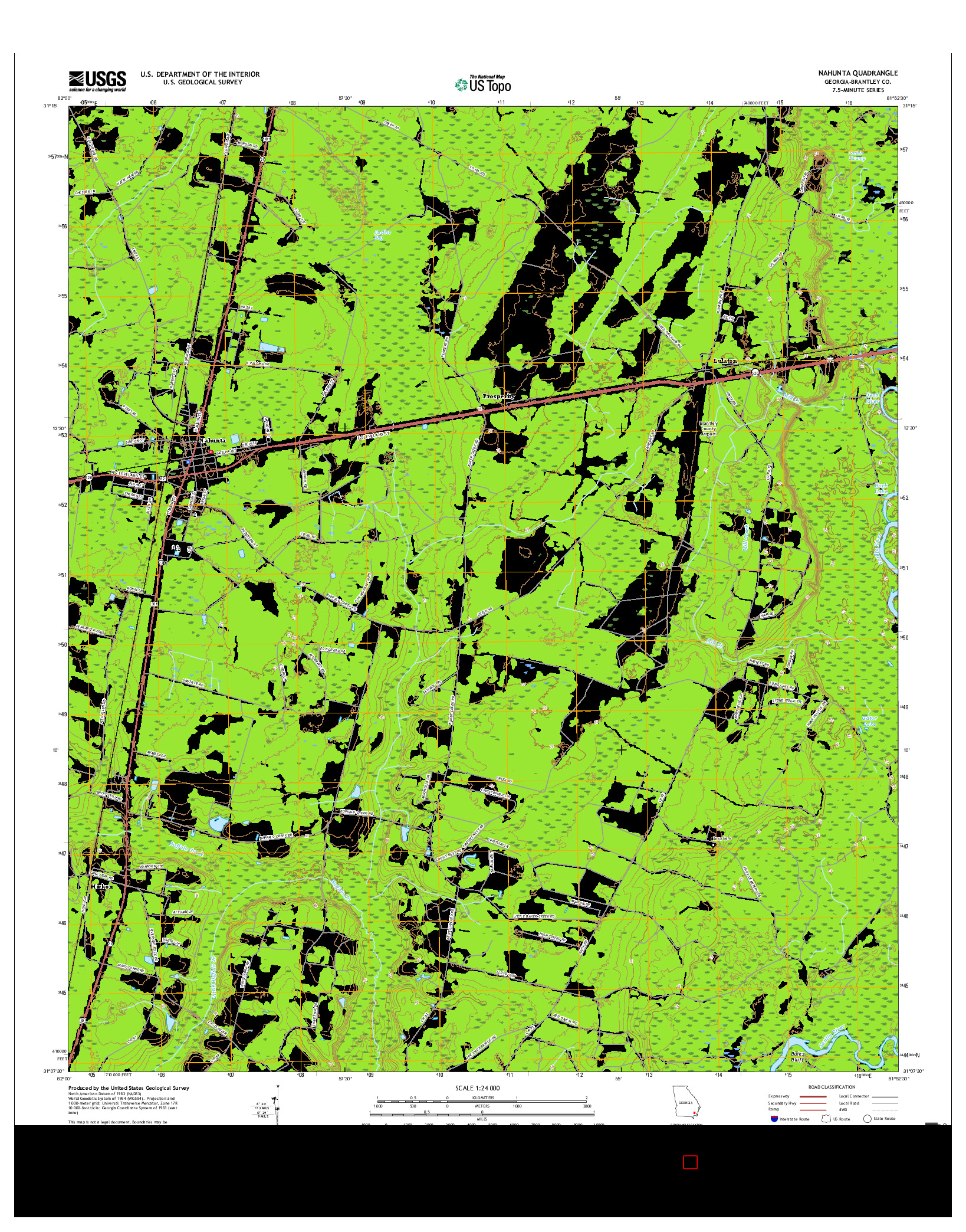 USGS US TOPO 7.5-MINUTE MAP FOR NAHUNTA, GA 2017