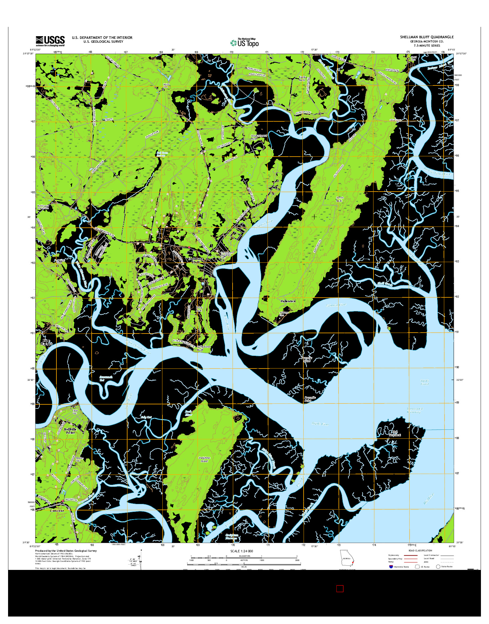 USGS US TOPO 7.5-MINUTE MAP FOR SHELLMAN BLUFF, GA 2017