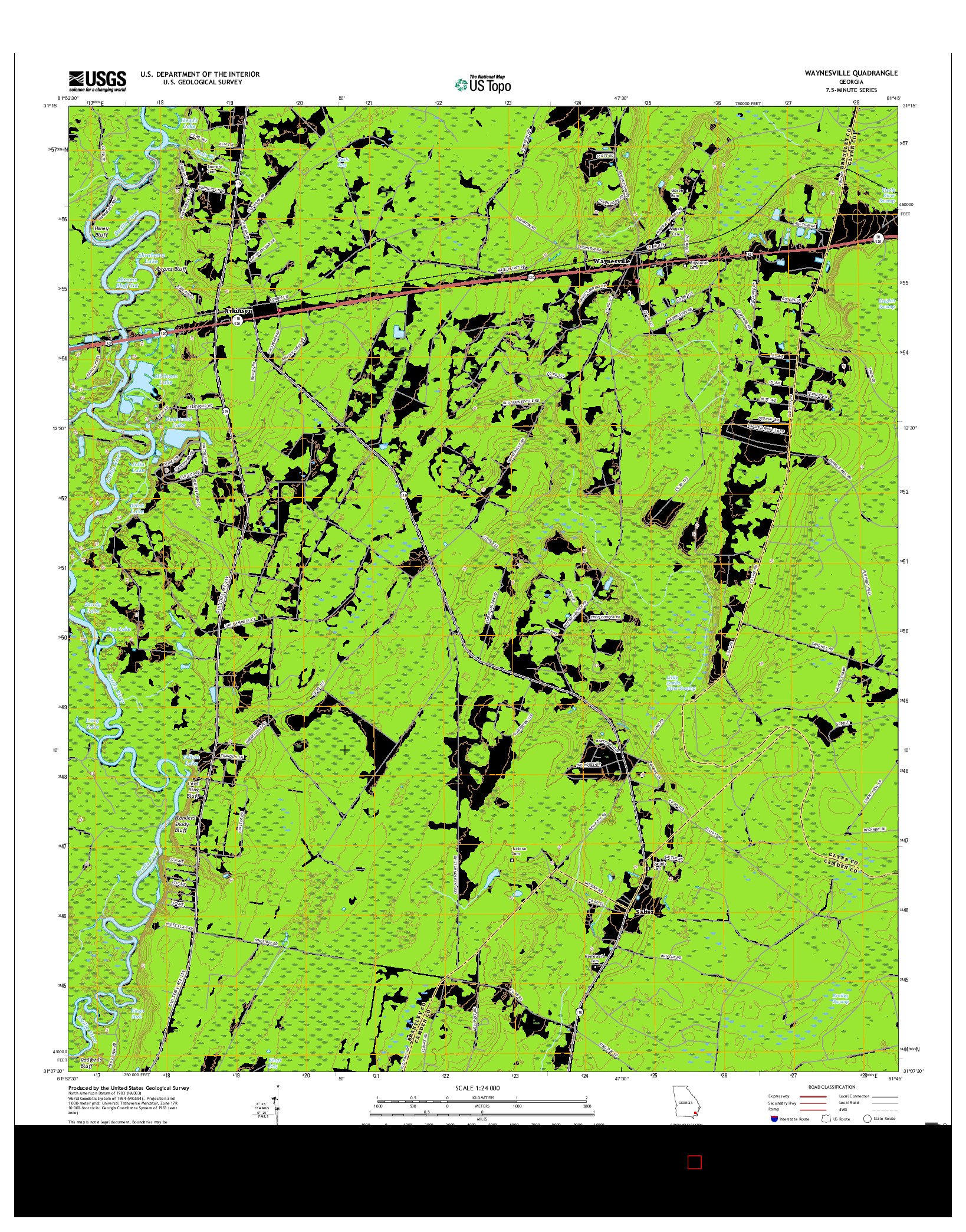 USGS US TOPO 7.5-MINUTE MAP FOR WAYNESVILLE, GA 2017