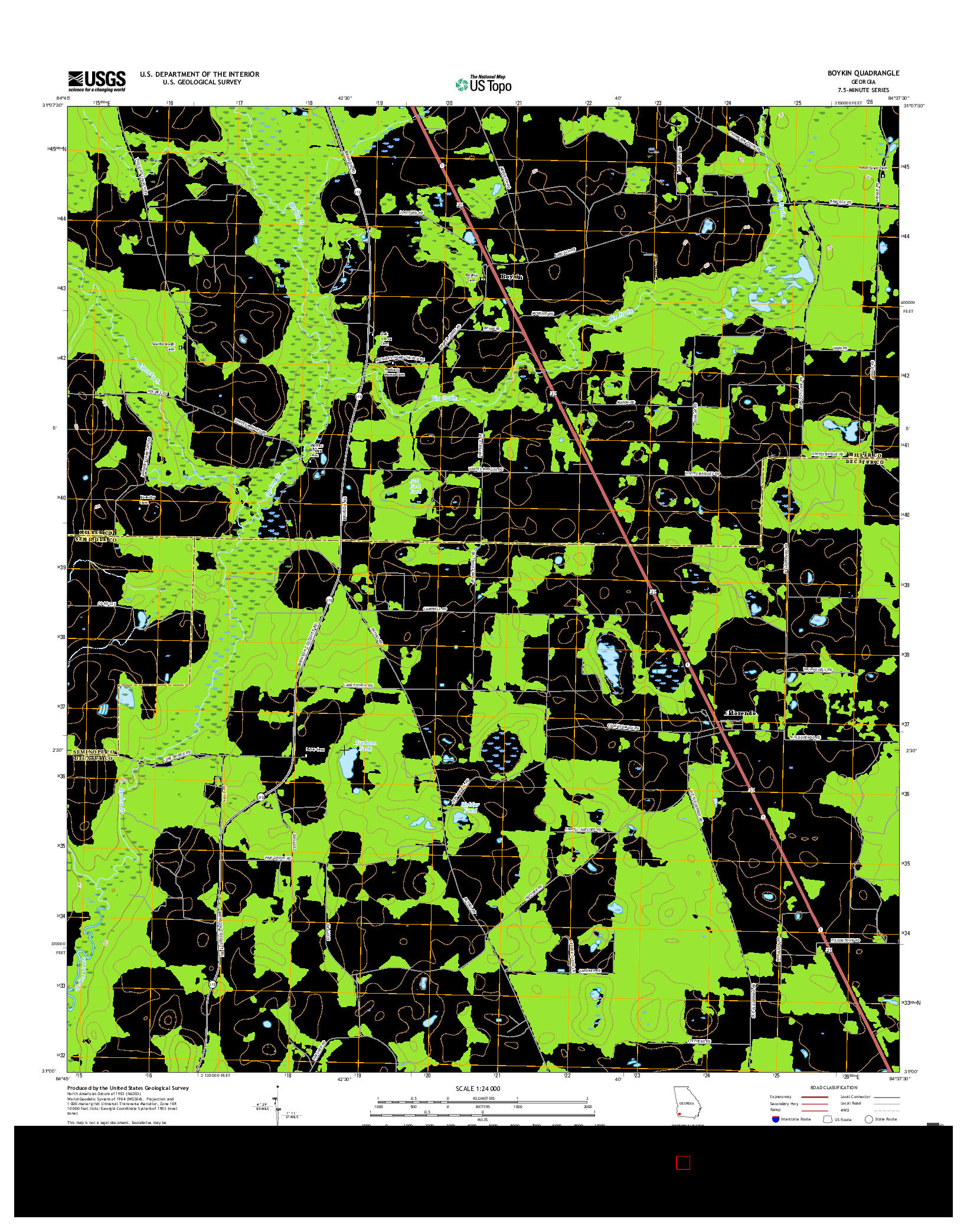 USGS US TOPO 7.5-MINUTE MAP FOR BOYKIN, GA 2017