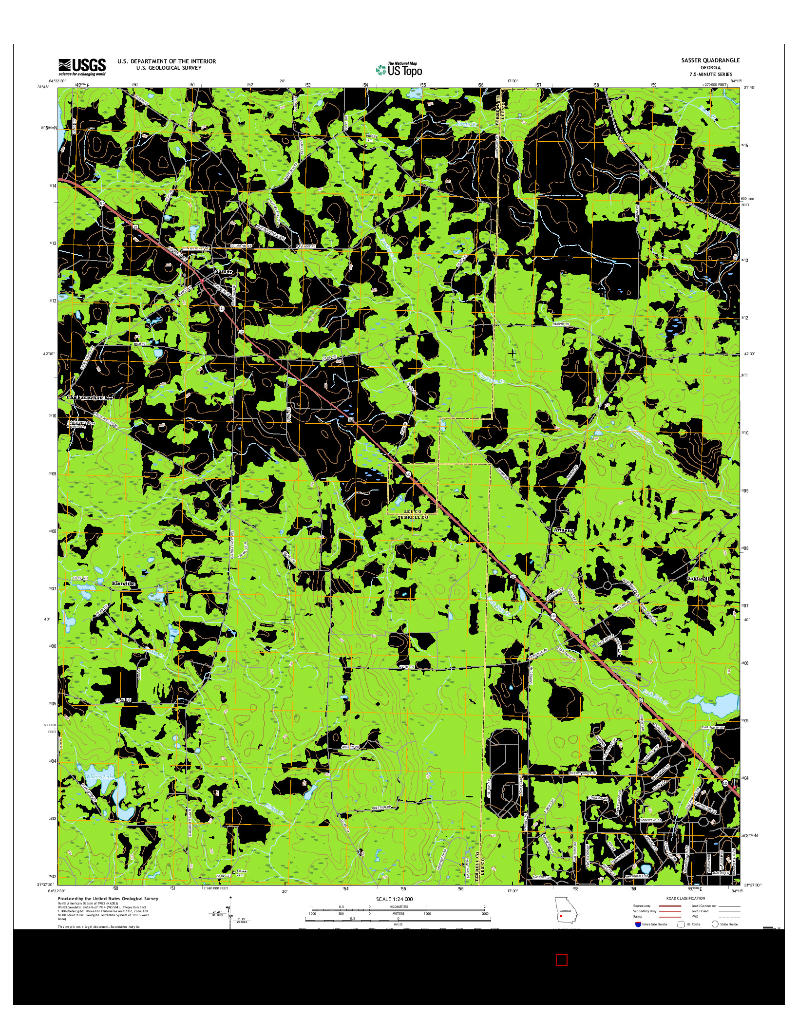 USGS US TOPO 7.5-MINUTE MAP FOR SASSER, GA 2017