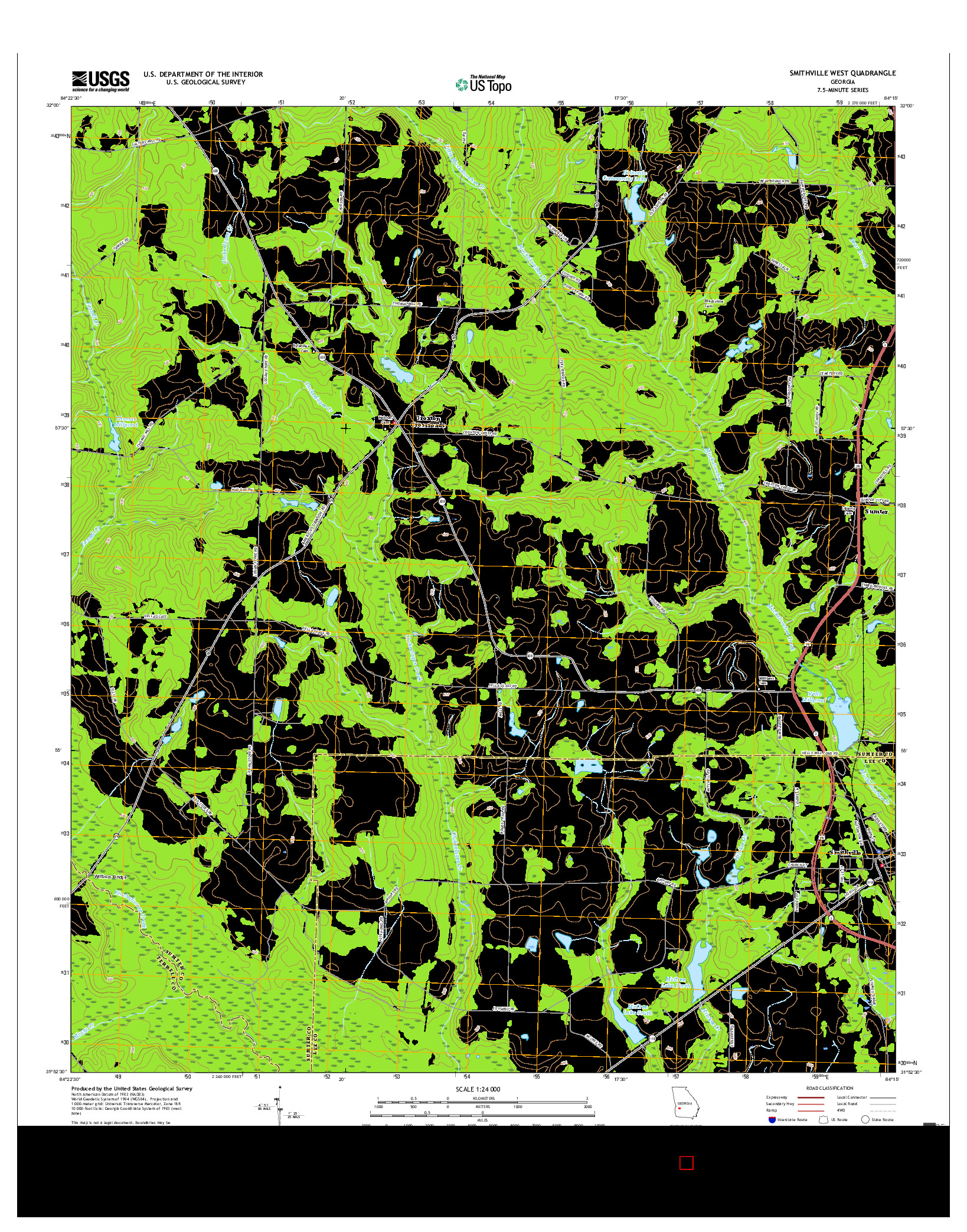 USGS US TOPO 7.5-MINUTE MAP FOR SMITHVILLE WEST, GA 2017