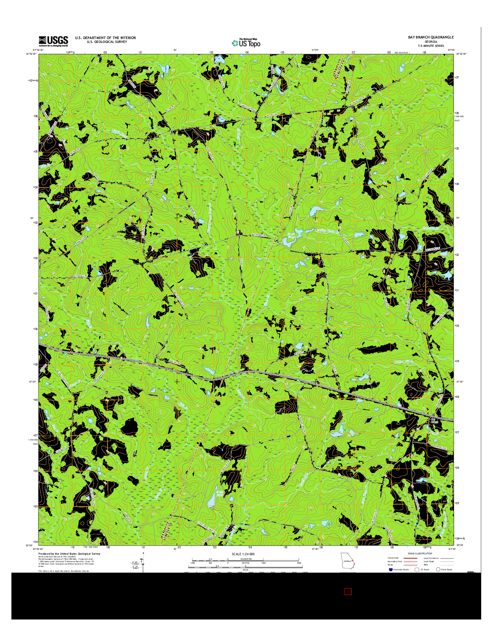 USGS US TOPO 7.5-MINUTE MAP FOR BAY BRANCH, GA 2017