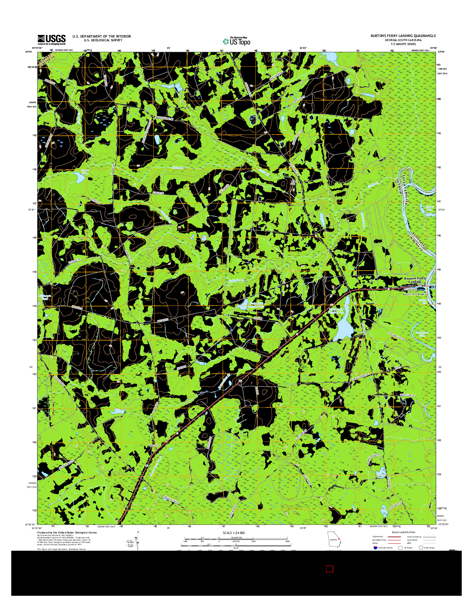 USGS US TOPO 7.5-MINUTE MAP FOR BURTONS FERRY LANDING, GA-SC 2017