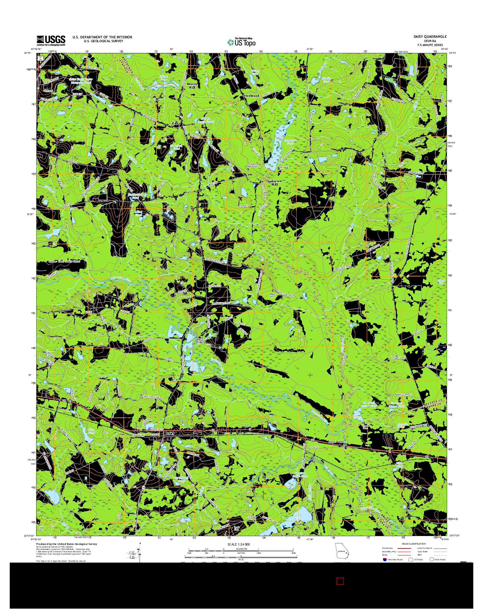 USGS US TOPO 7.5-MINUTE MAP FOR DAISY, GA 2017