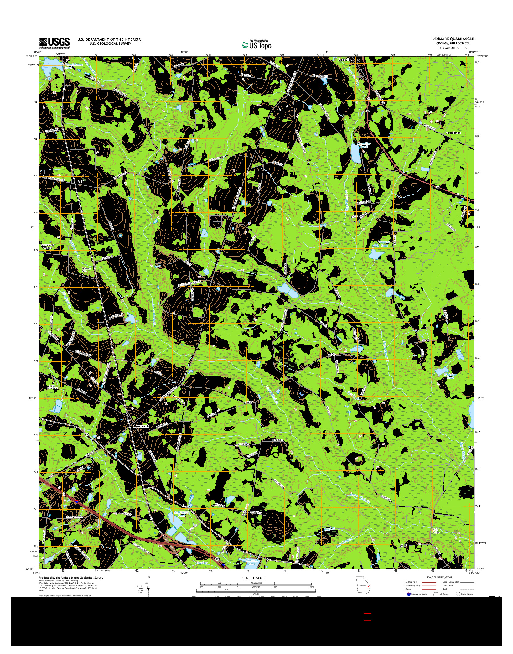 USGS US TOPO 7.5-MINUTE MAP FOR DENMARK, GA 2017