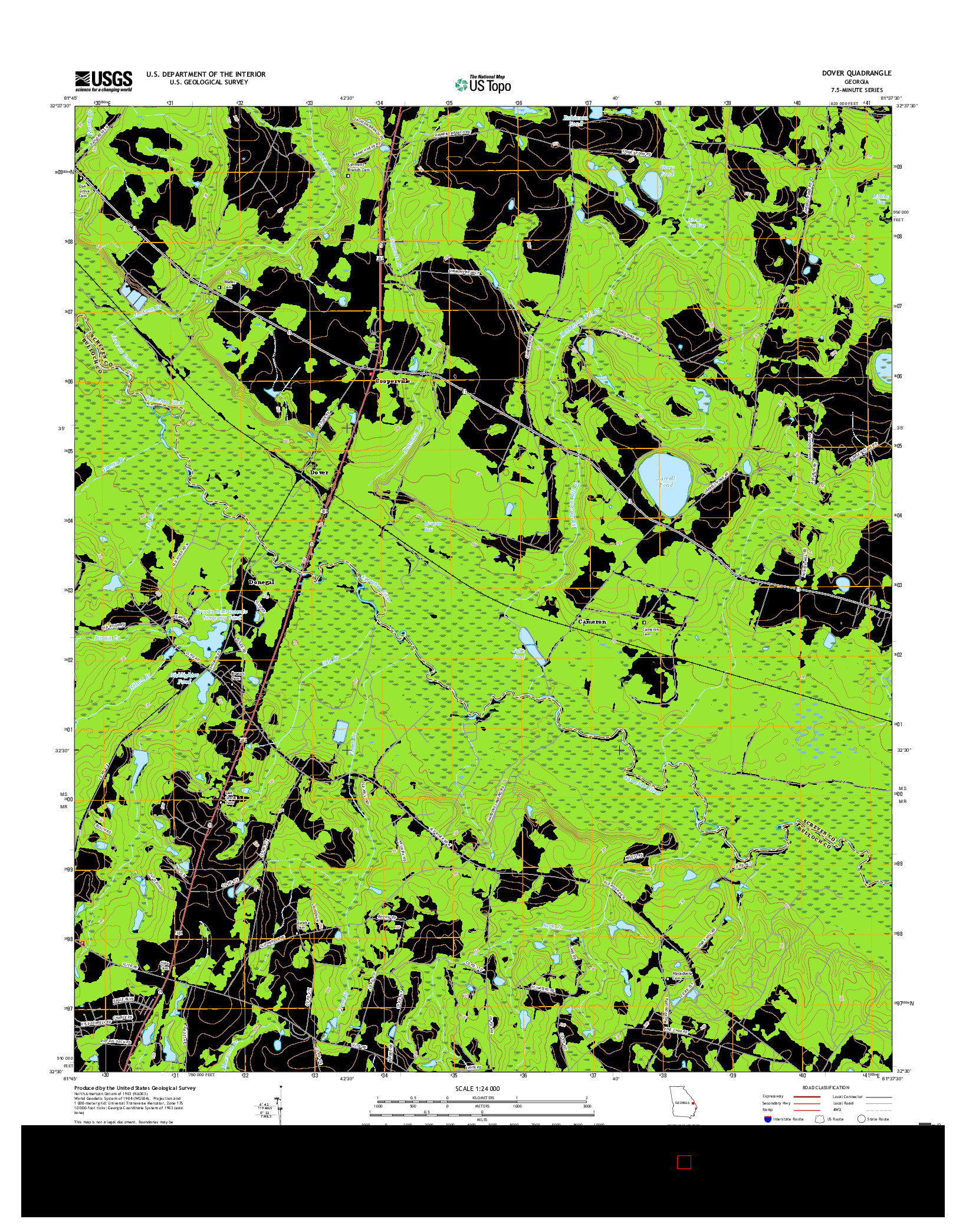 USGS US TOPO 7.5-MINUTE MAP FOR DOVER, GA 2017