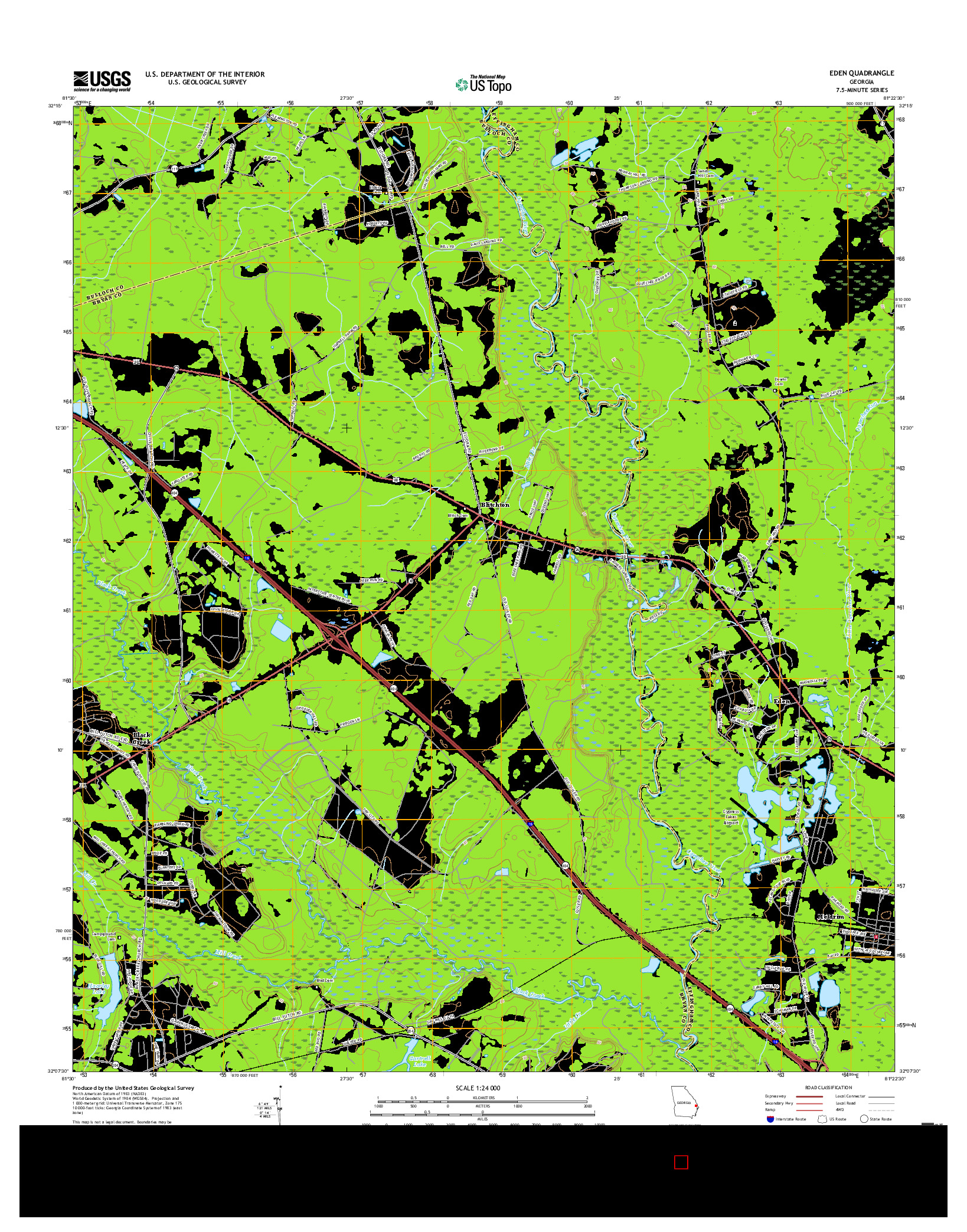 USGS US TOPO 7.5-MINUTE MAP FOR EDEN, GA 2017