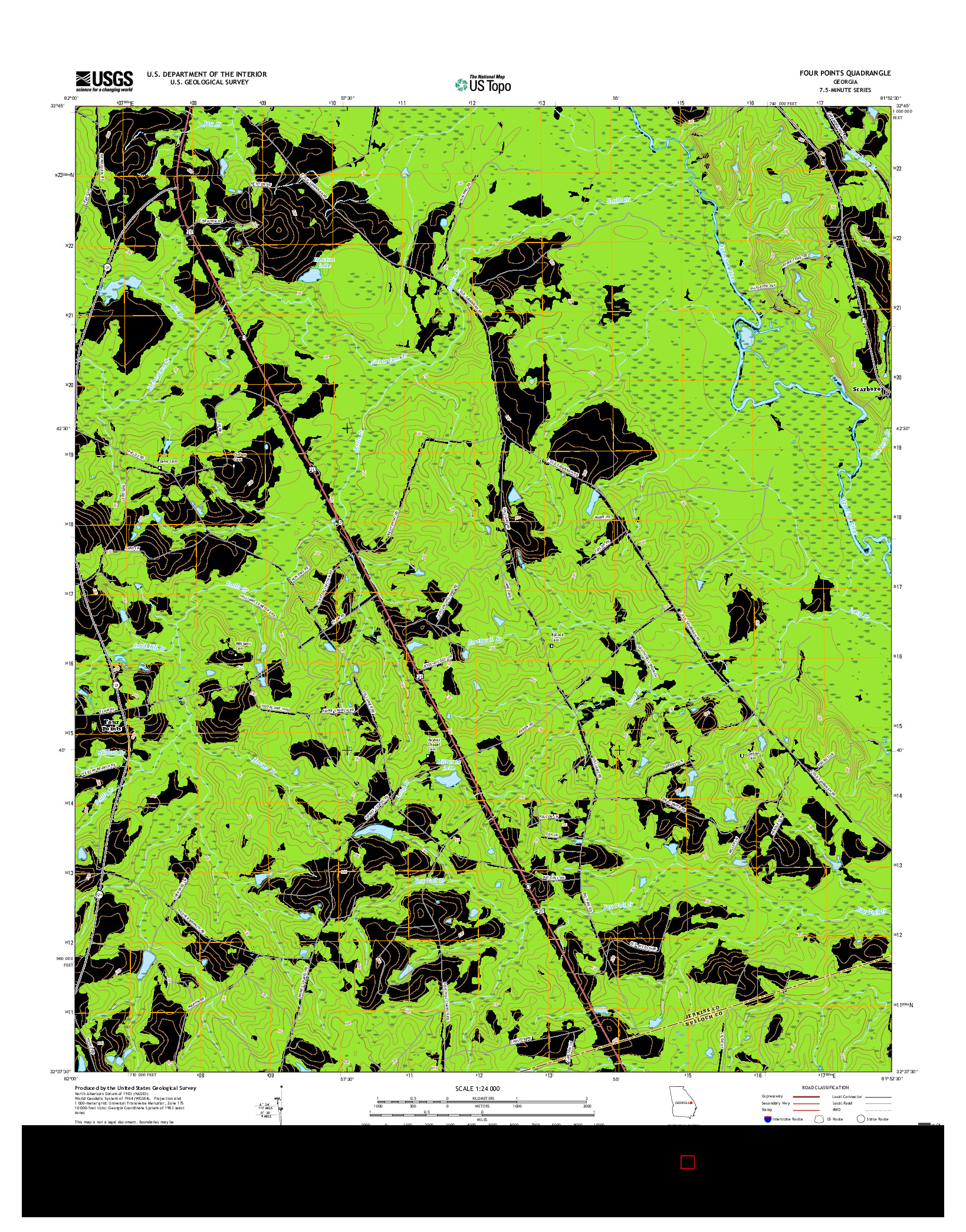 USGS US TOPO 7.5-MINUTE MAP FOR FOUR POINTS, GA 2017