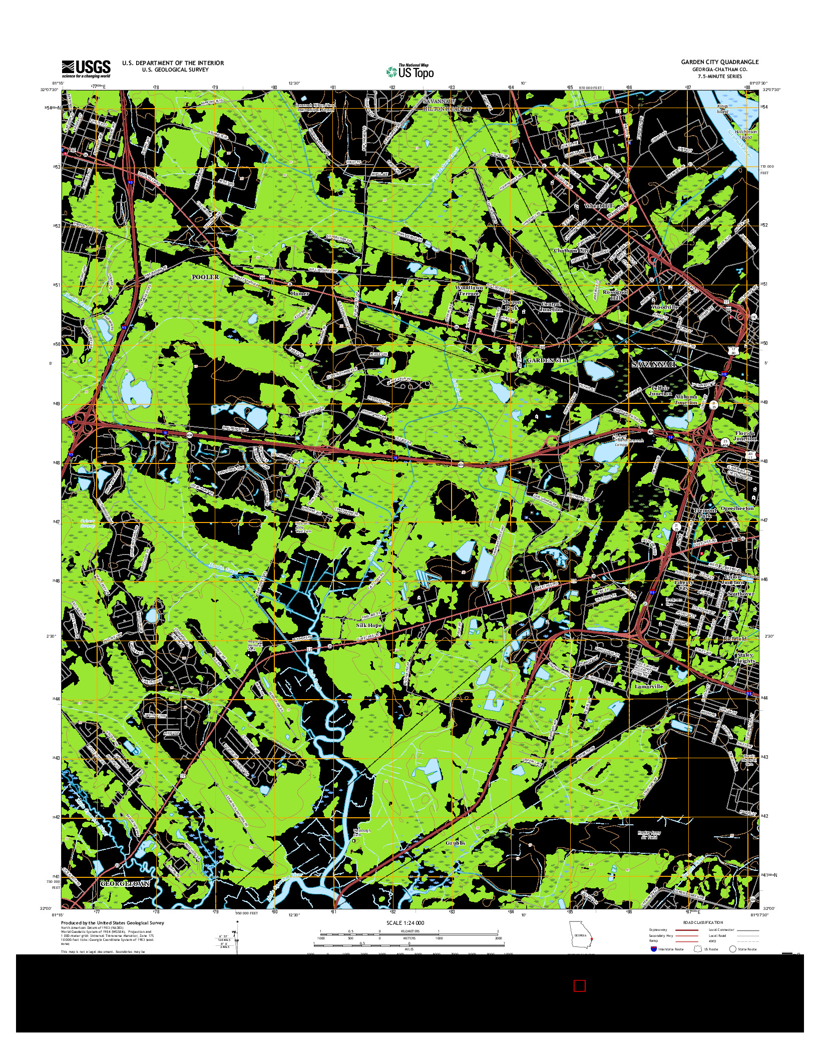 USGS US TOPO 7.5-MINUTE MAP FOR GARDEN CITY, GA 2017
