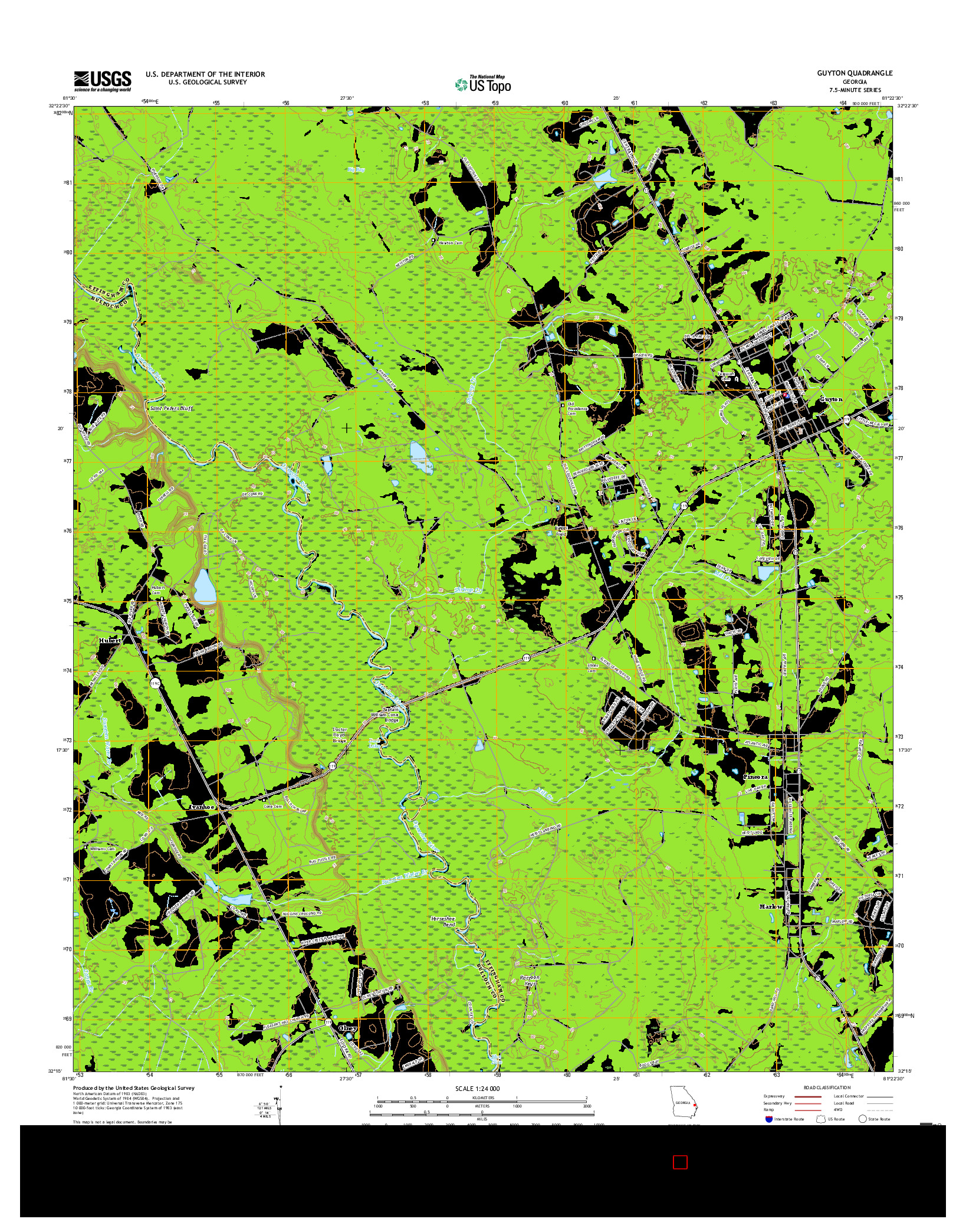 USGS US TOPO 7.5-MINUTE MAP FOR GUYTON, GA 2017