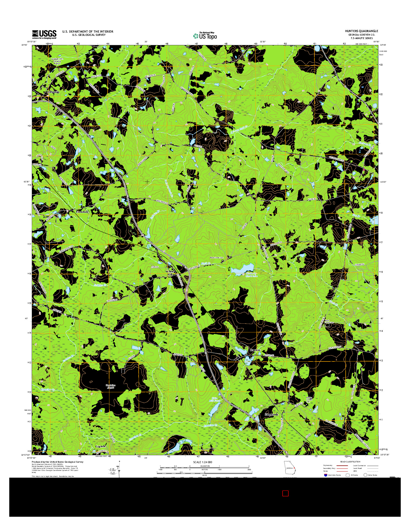 USGS US TOPO 7.5-MINUTE MAP FOR HUNTERS, GA 2017