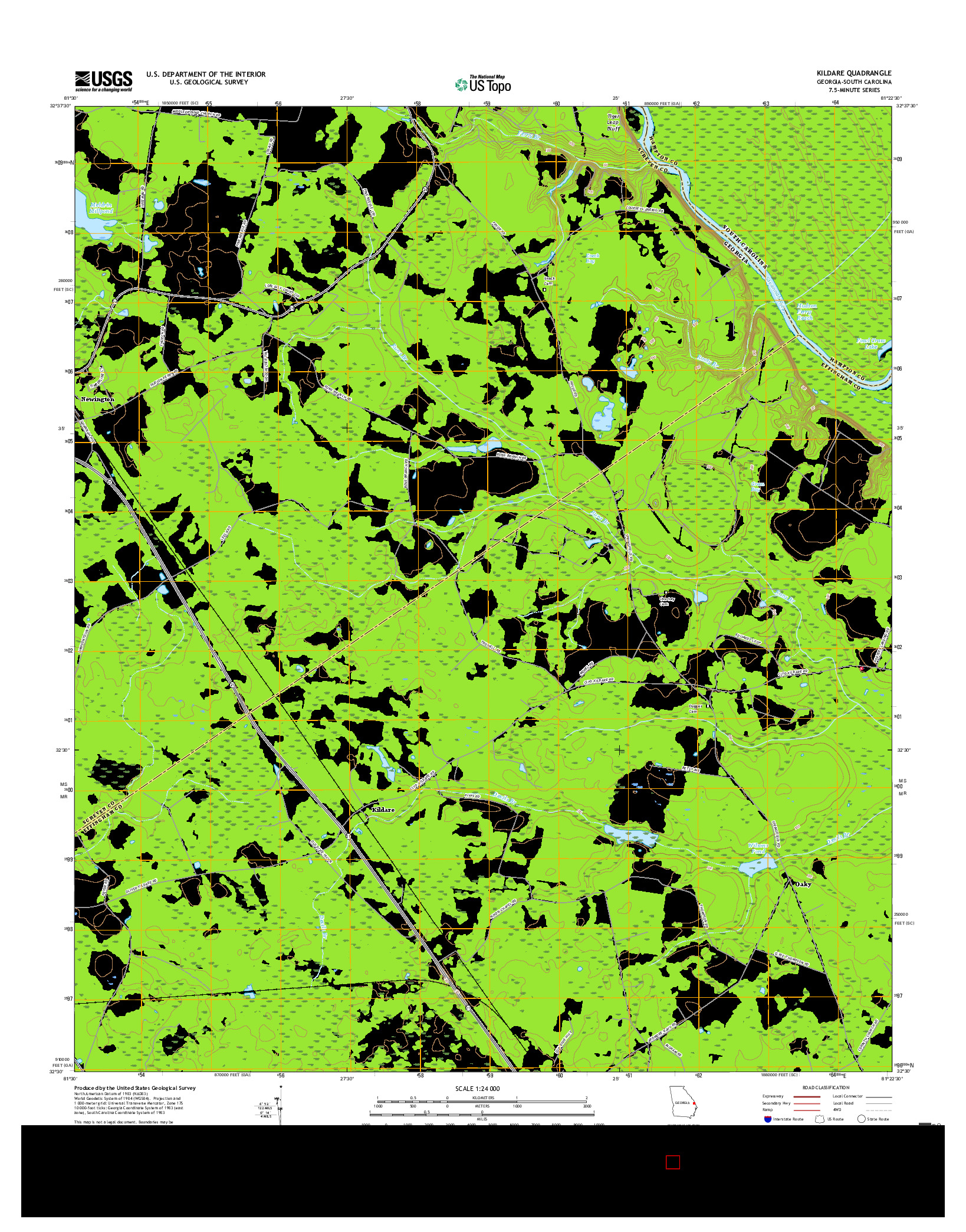 USGS US TOPO 7.5-MINUTE MAP FOR KILDARE, GA-SC 2017