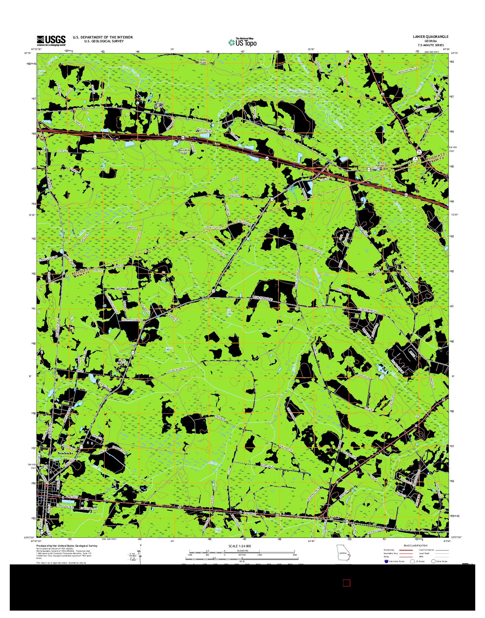 USGS US TOPO 7.5-MINUTE MAP FOR LANIER, GA 2017