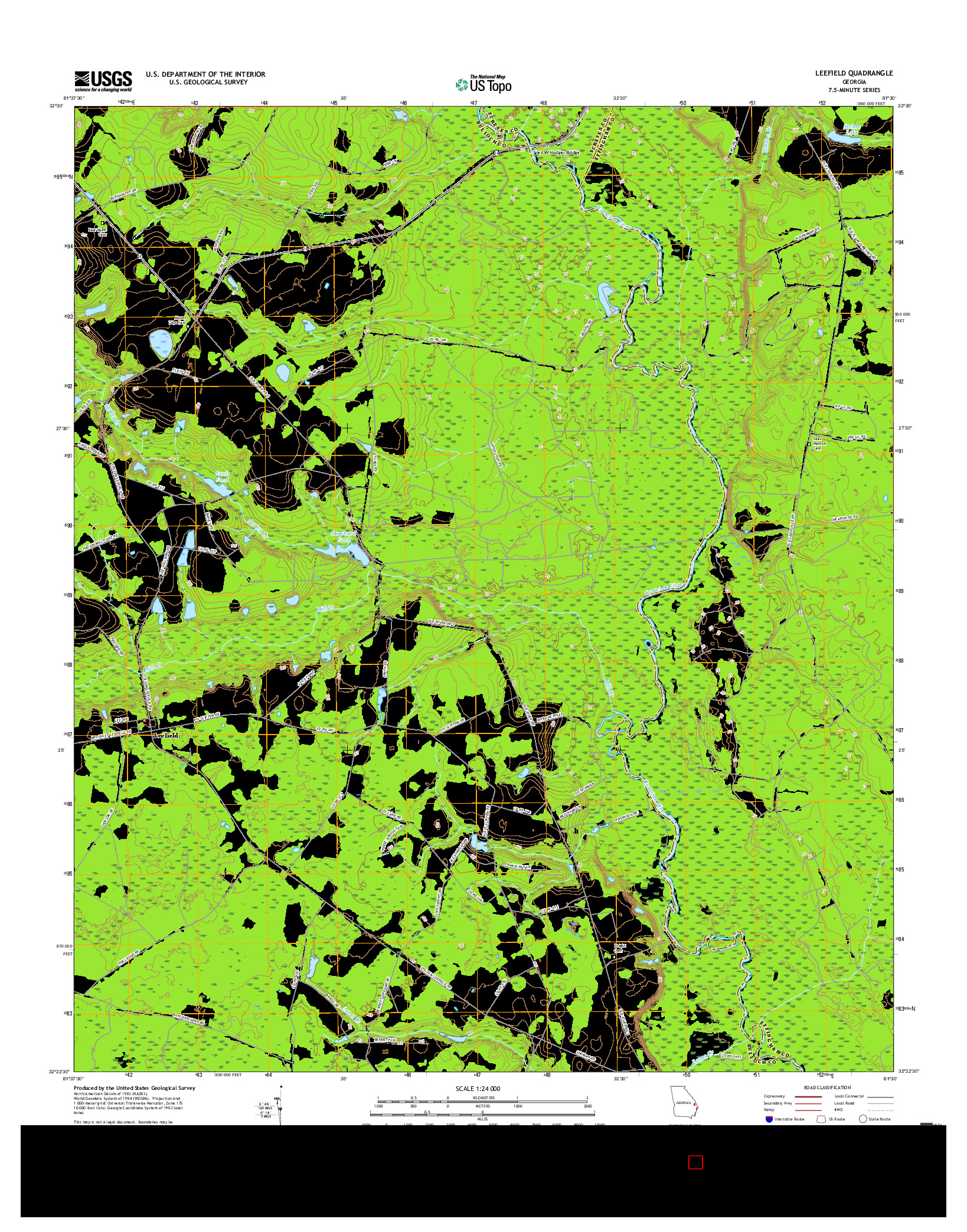 USGS US TOPO 7.5-MINUTE MAP FOR LEEFIELD, GA 2017