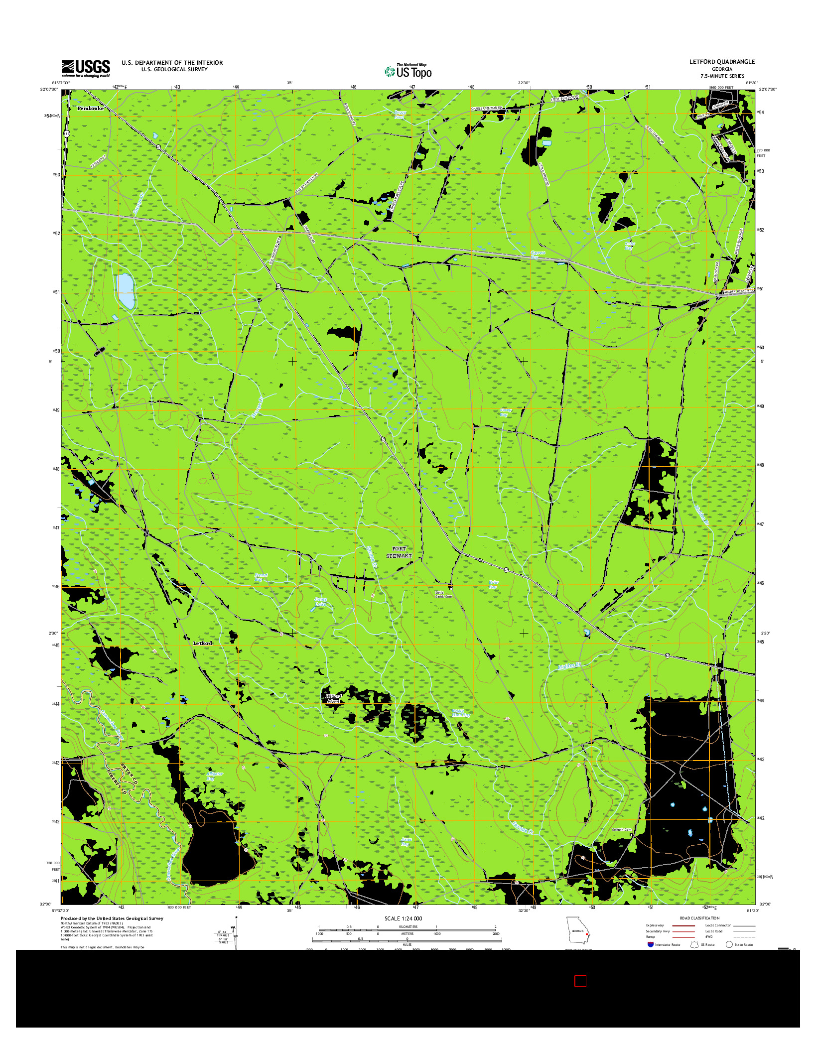 USGS US TOPO 7.5-MINUTE MAP FOR LETFORD, GA 2017