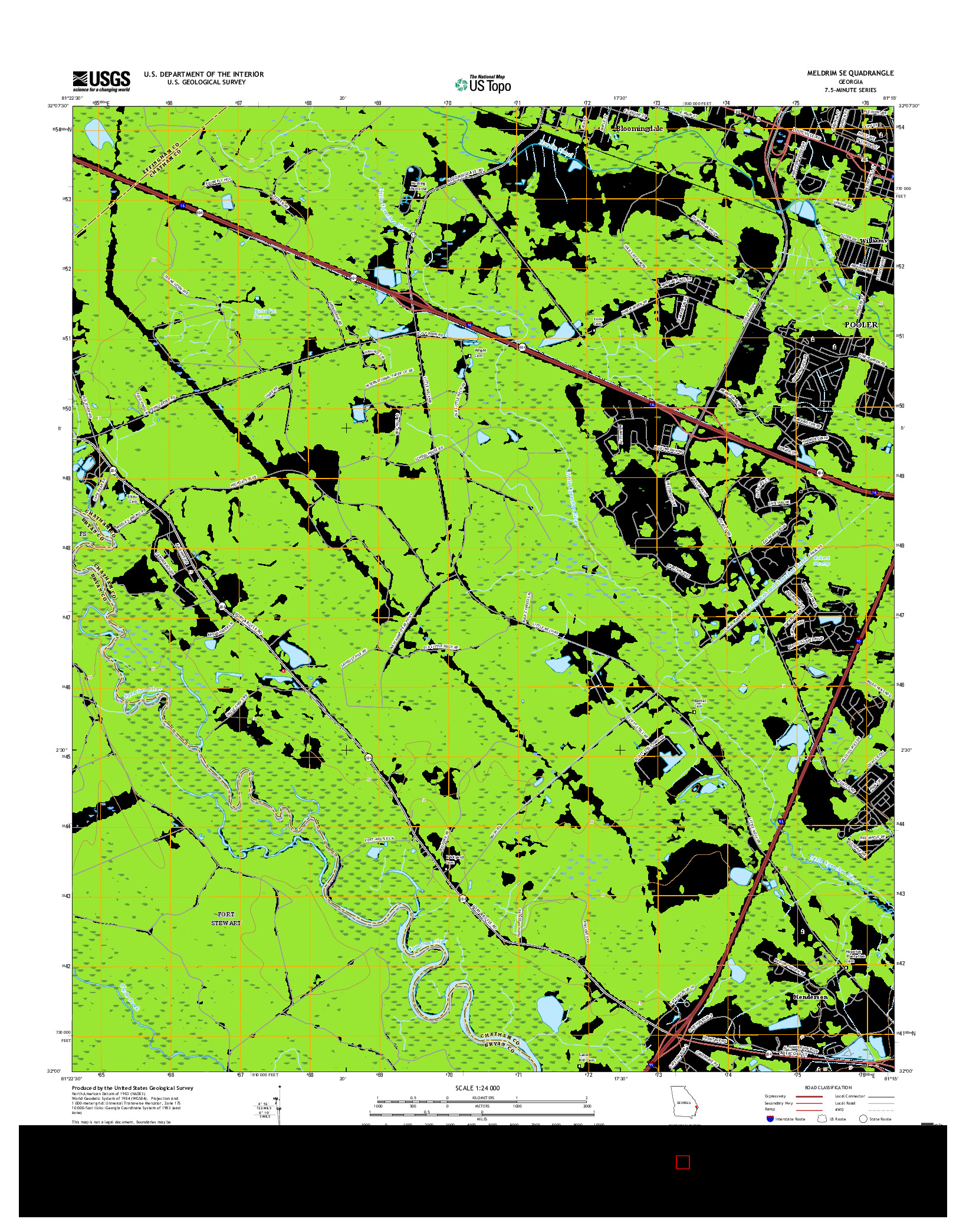 USGS US TOPO 7.5-MINUTE MAP FOR MELDRIM SE, GA 2017