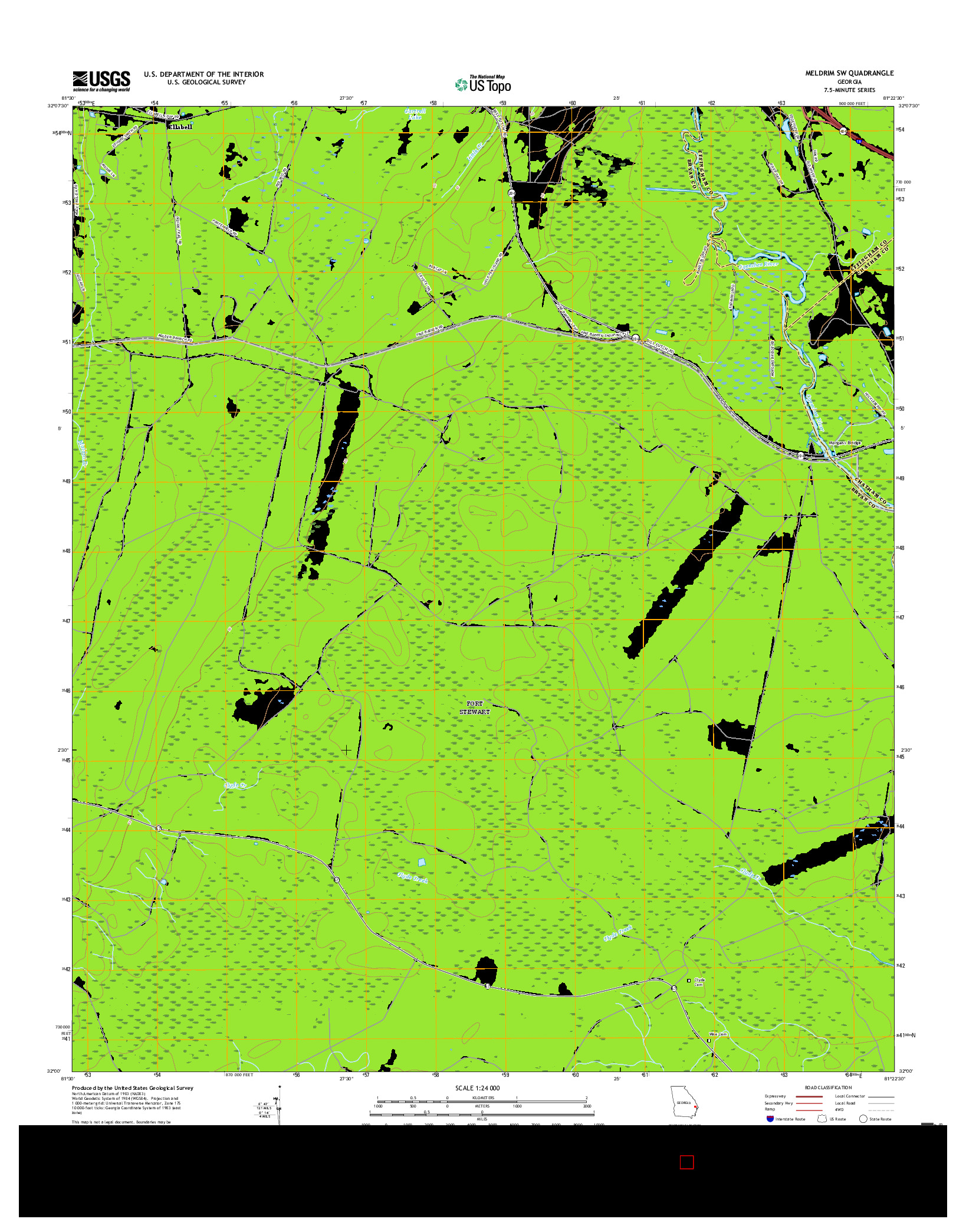 USGS US TOPO 7.5-MINUTE MAP FOR MELDRIM SW, GA 2017