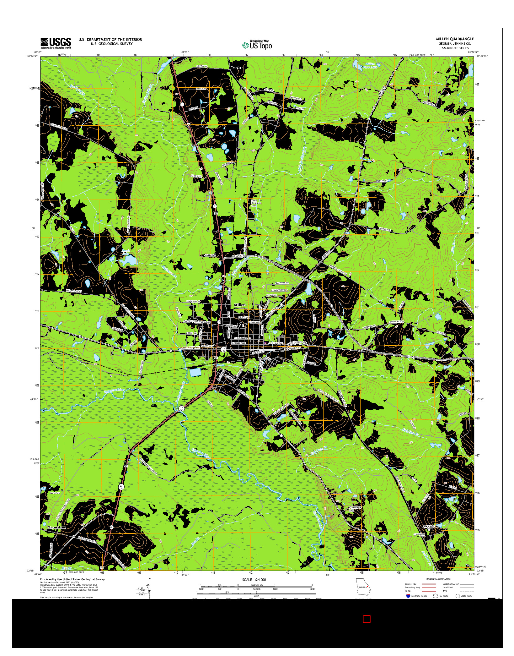 USGS US TOPO 7.5-MINUTE MAP FOR MILLEN, GA 2017