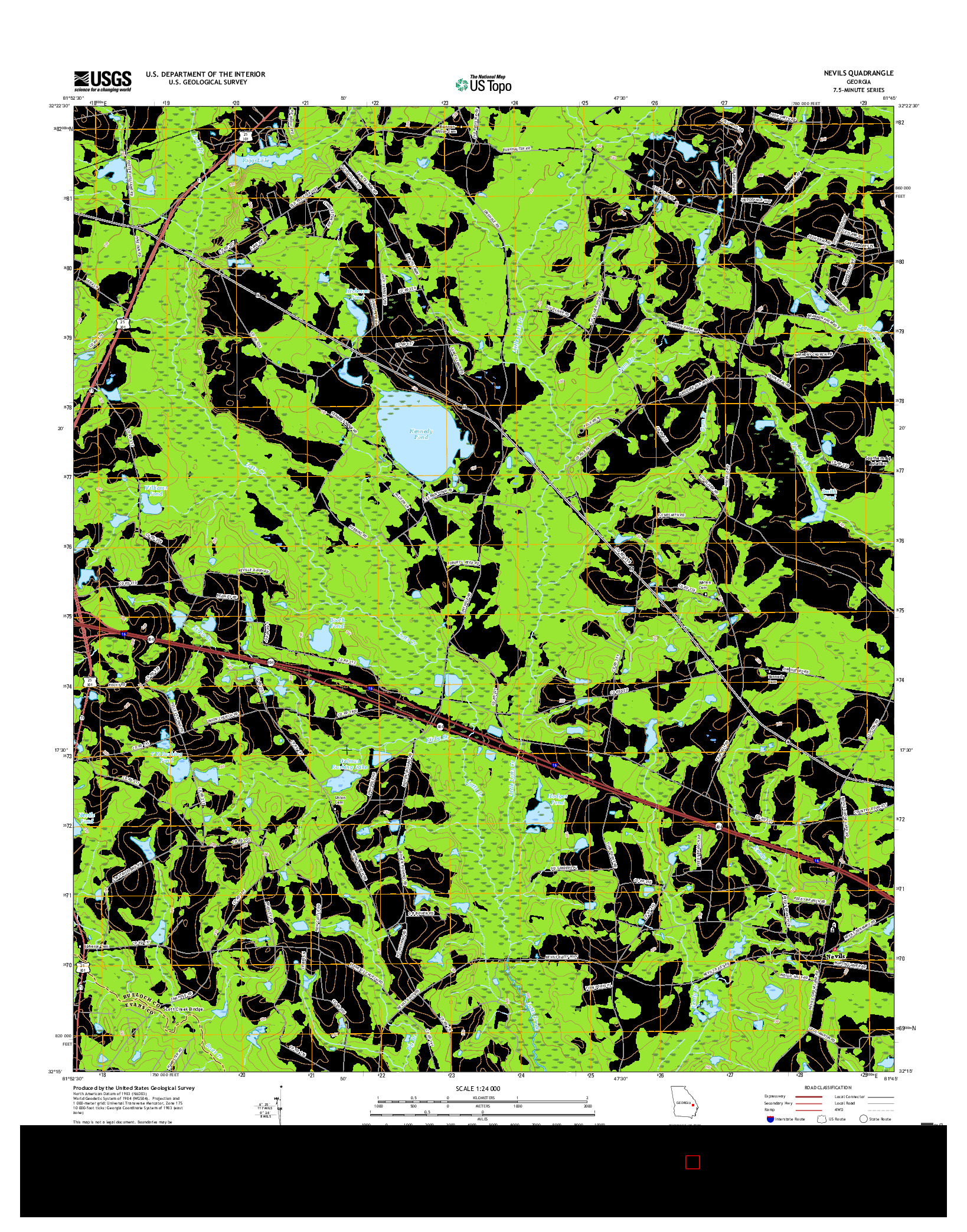 USGS US TOPO 7.5-MINUTE MAP FOR NEVILS, GA 2017