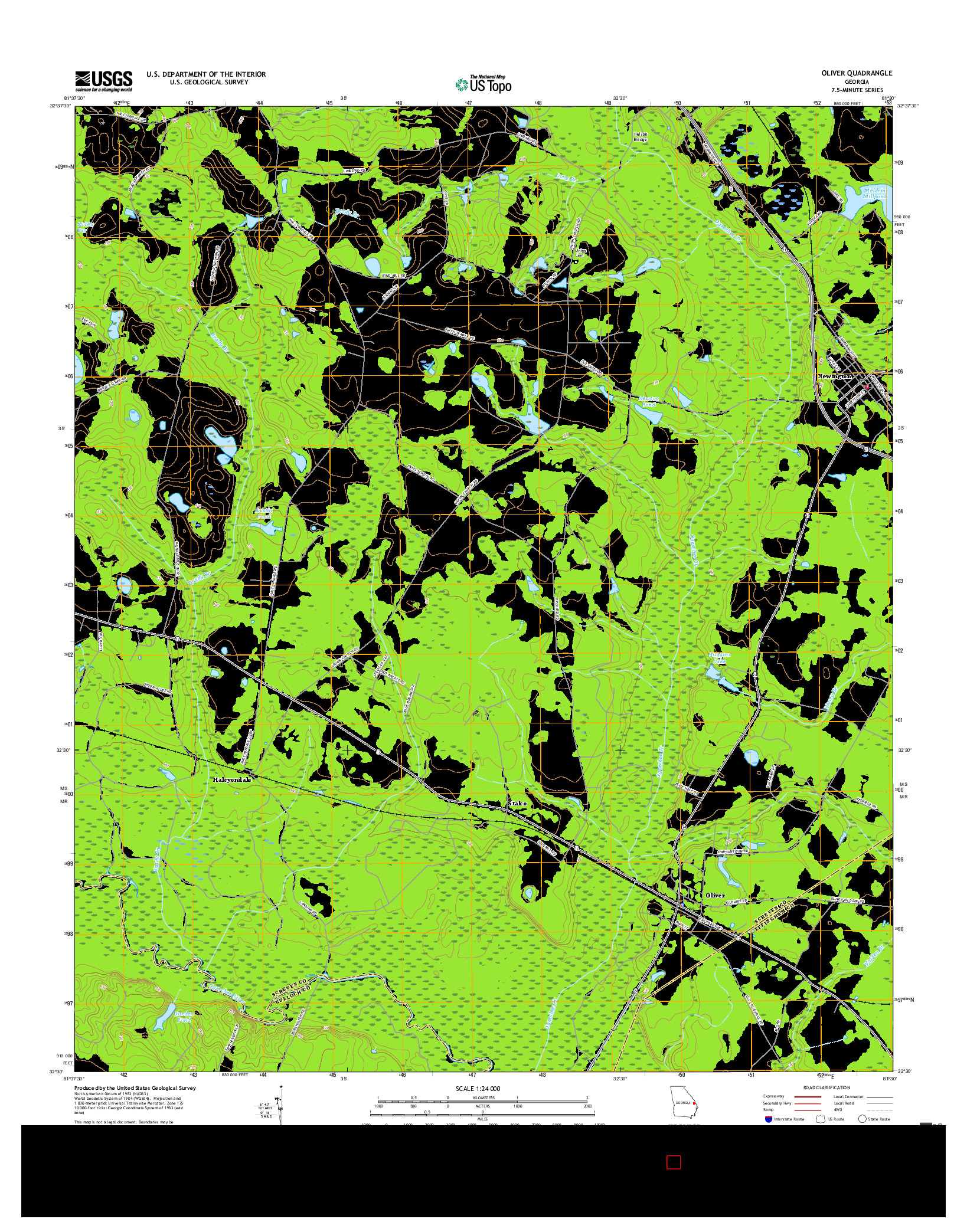 USGS US TOPO 7.5-MINUTE MAP FOR OLIVER, GA 2017