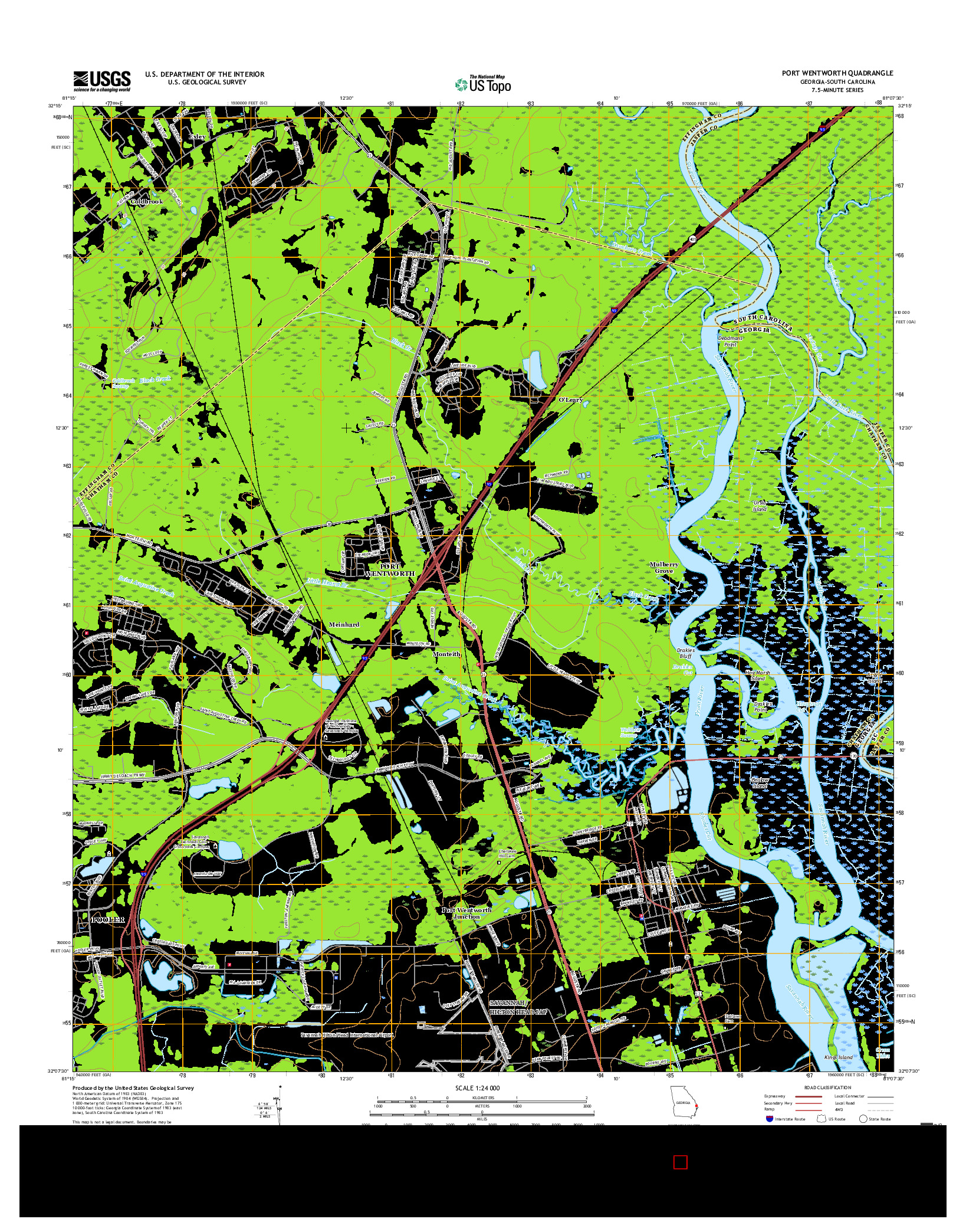 USGS US TOPO 7.5-MINUTE MAP FOR PORT WENTWORTH, GA-SC 2017