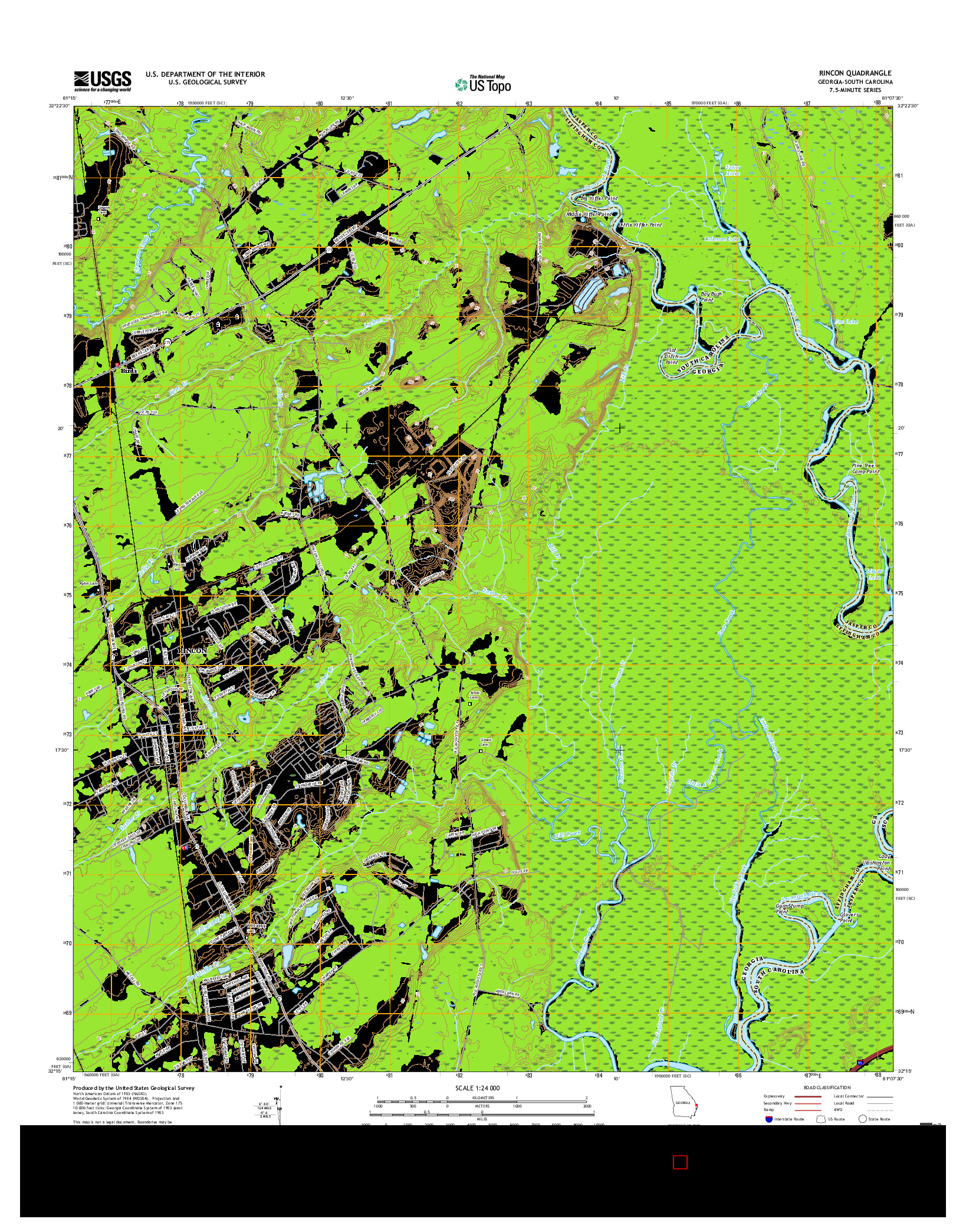 USGS US TOPO 7.5-MINUTE MAP FOR RINCON, GA-SC 2017