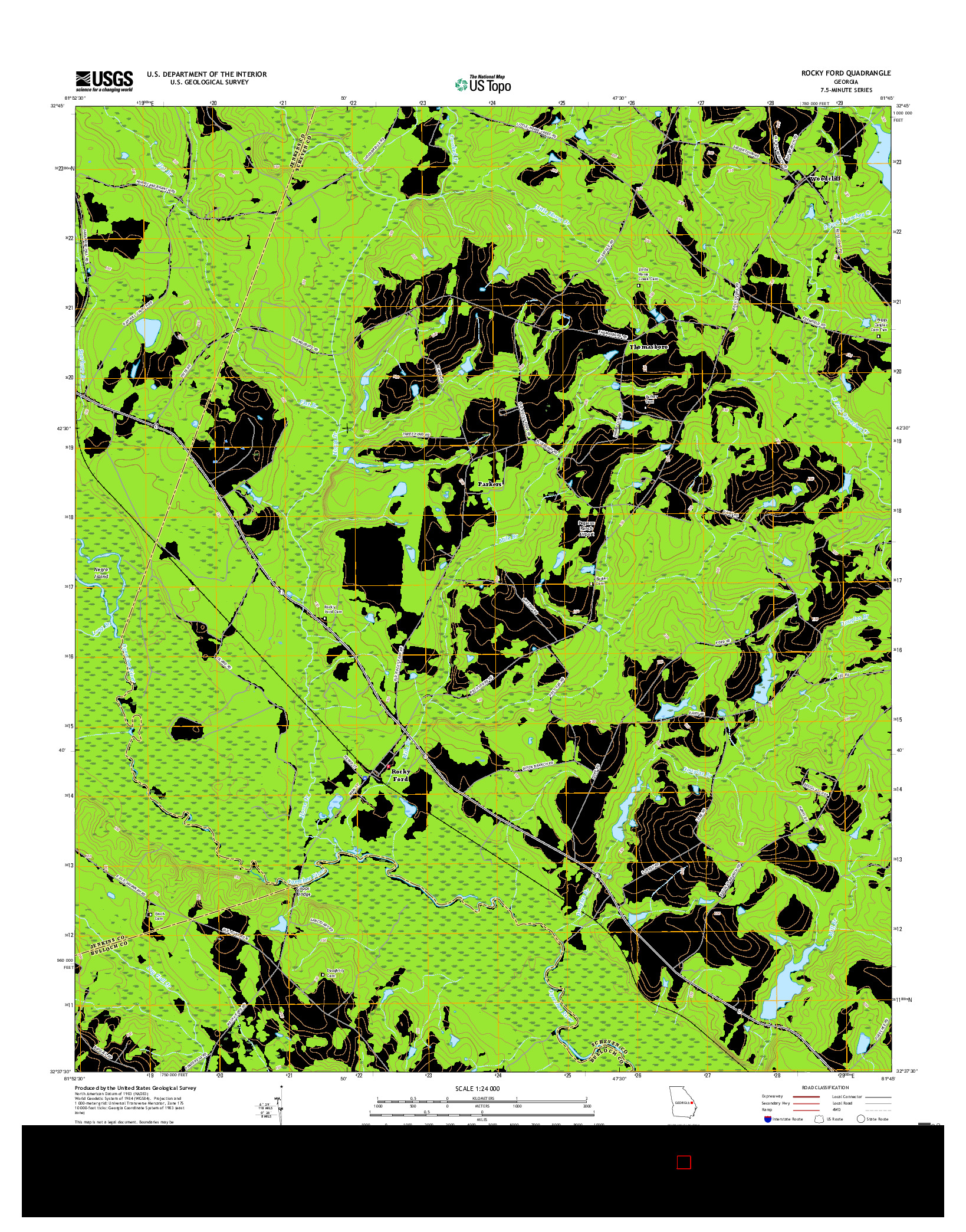 USGS US TOPO 7.5-MINUTE MAP FOR ROCKY FORD, GA 2017