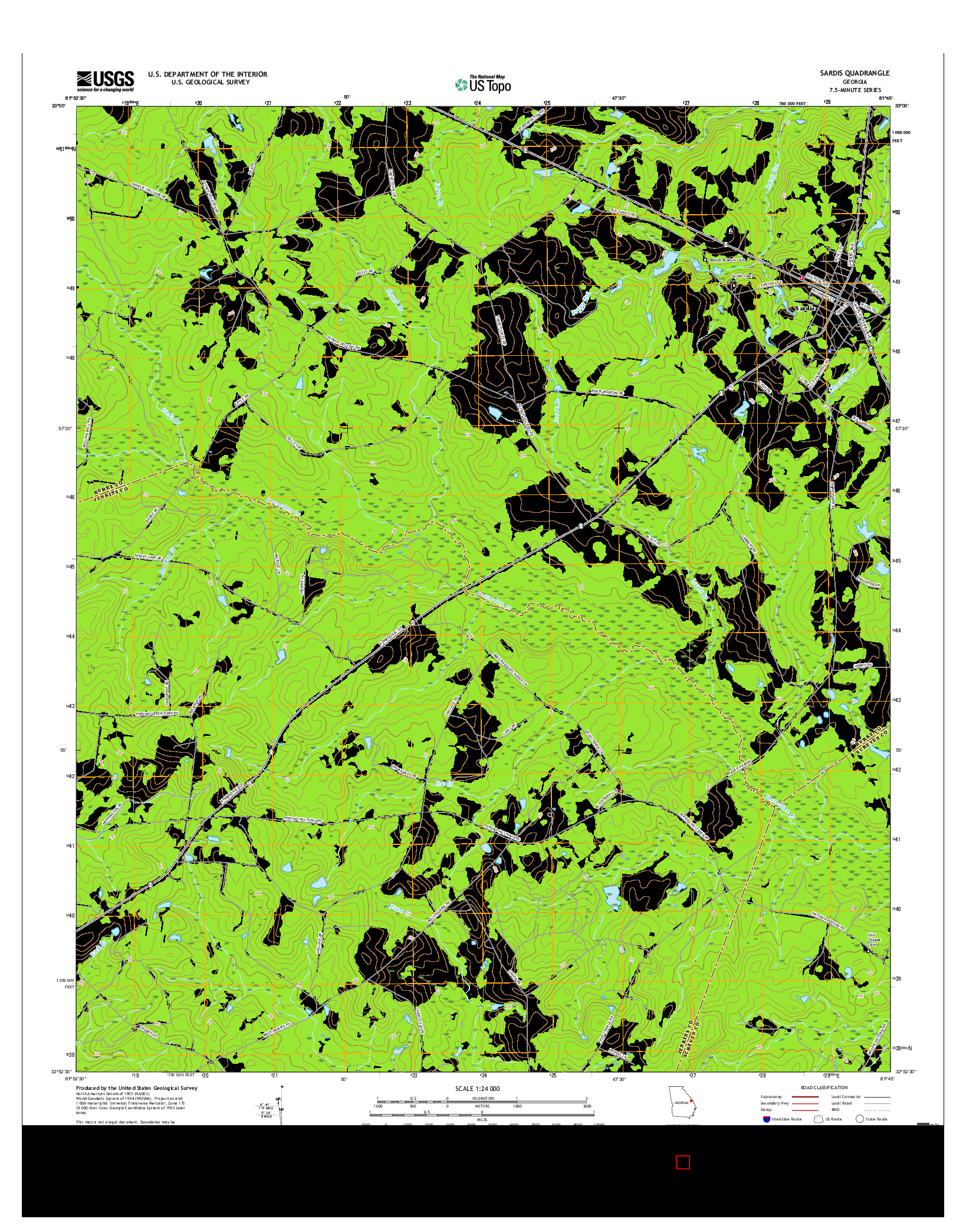 USGS US TOPO 7.5-MINUTE MAP FOR SARDIS, GA 2017