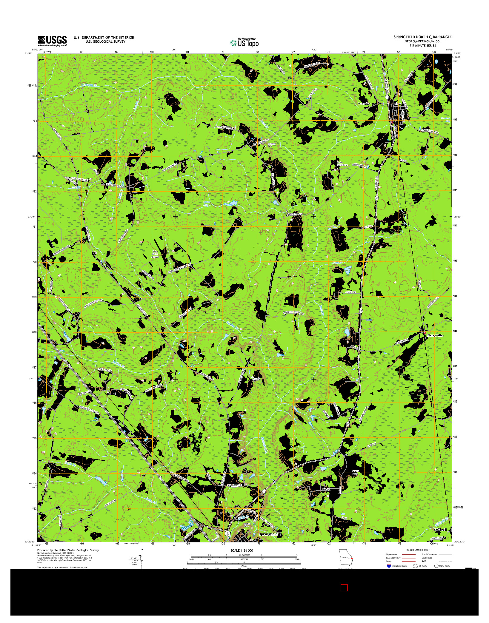 USGS US TOPO 7.5-MINUTE MAP FOR SPRINGFIELD NORTH, GA 2017