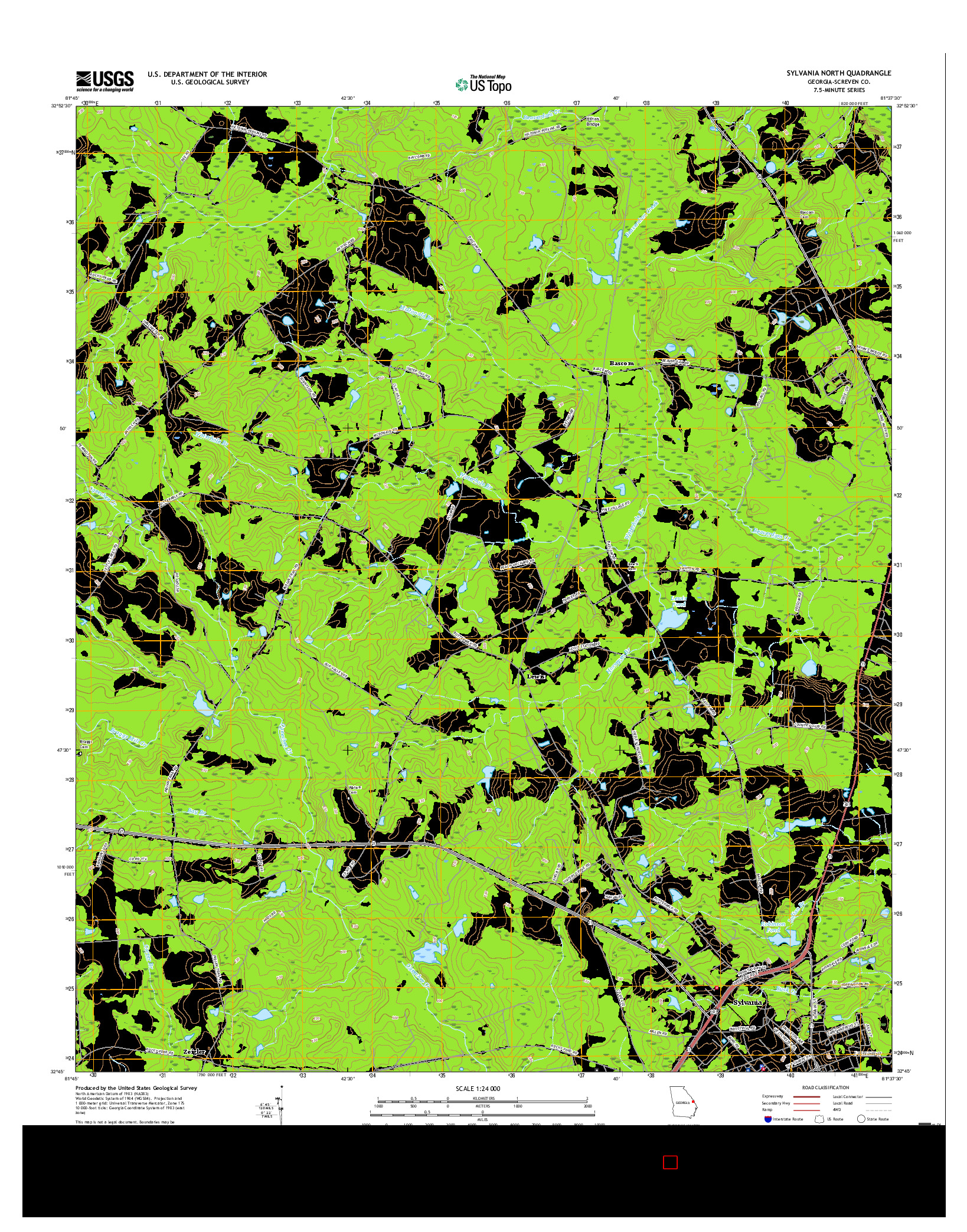 USGS US TOPO 7.5-MINUTE MAP FOR SYLVANIA NORTH, GA 2017