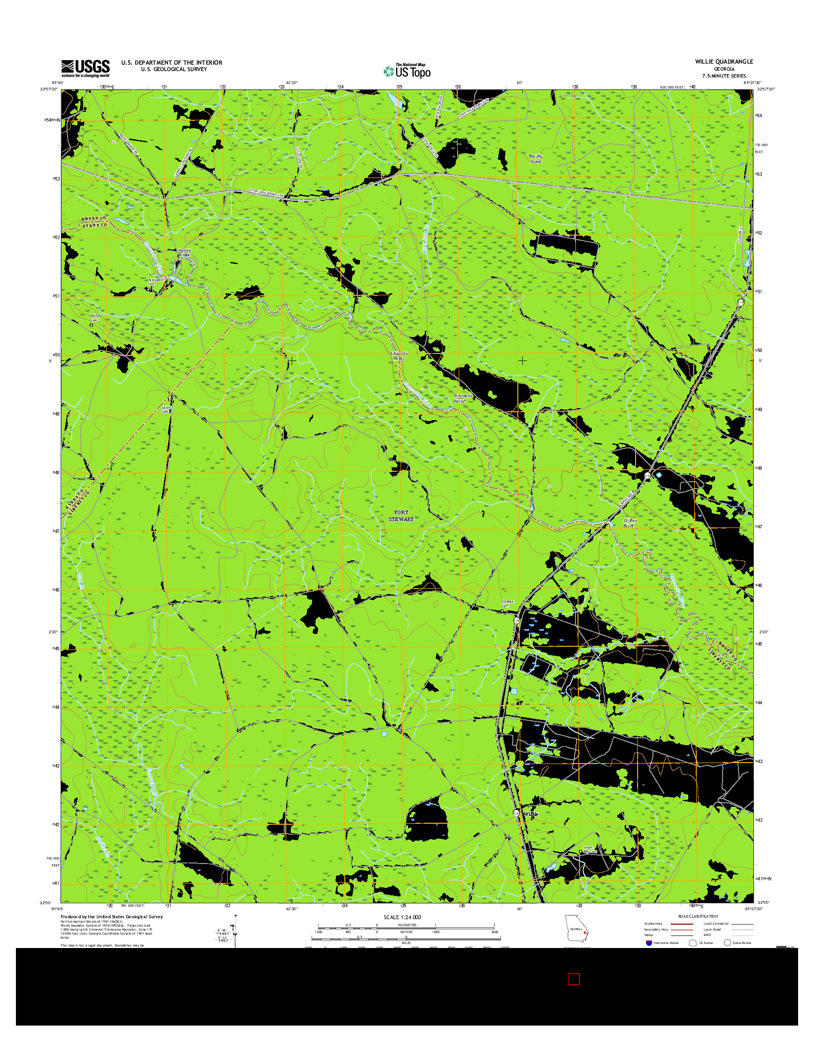 USGS US TOPO 7.5-MINUTE MAP FOR WILLIE, GA 2017