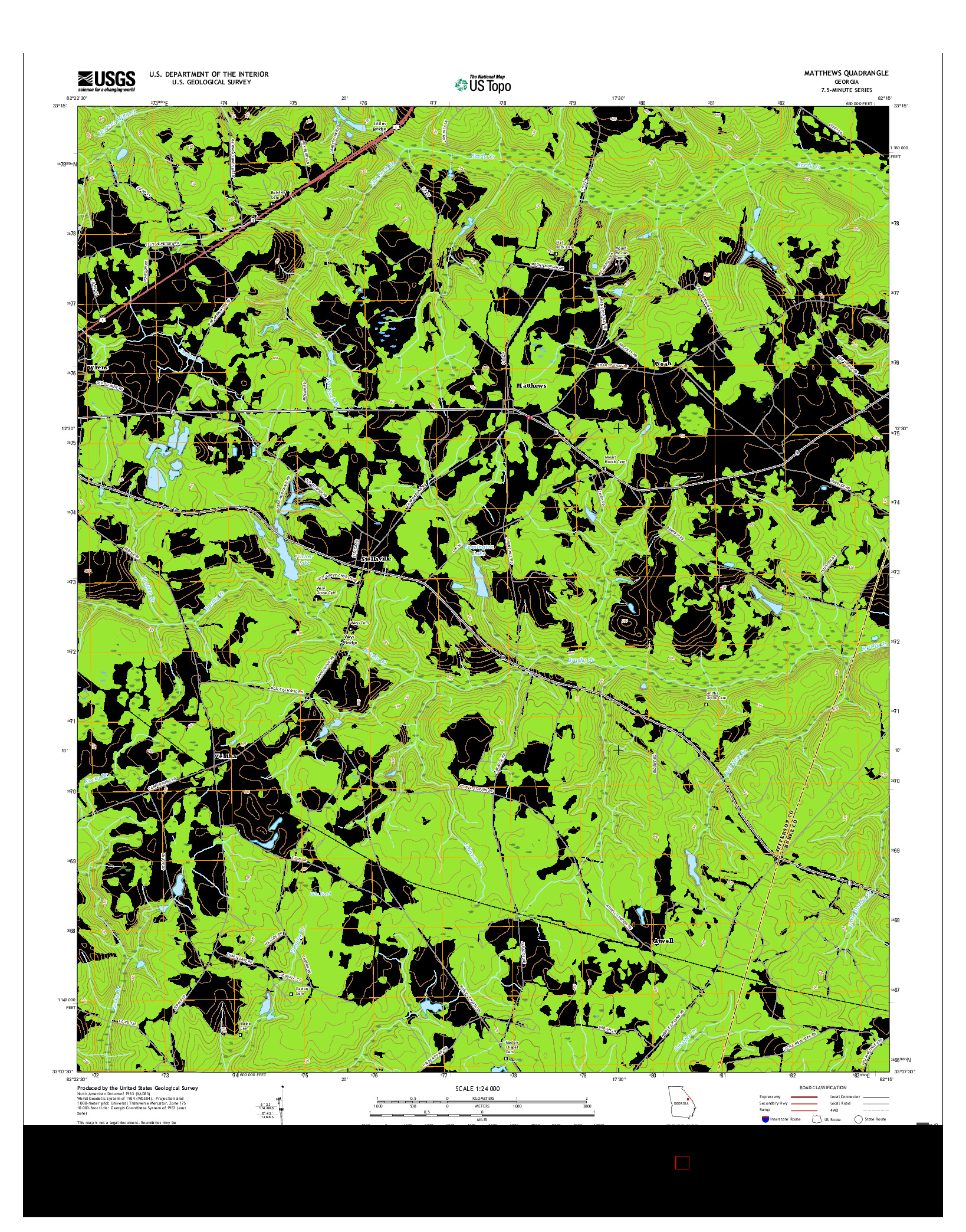 USGS US TOPO 7.5-MINUTE MAP FOR MATTHEWS, GA 2017