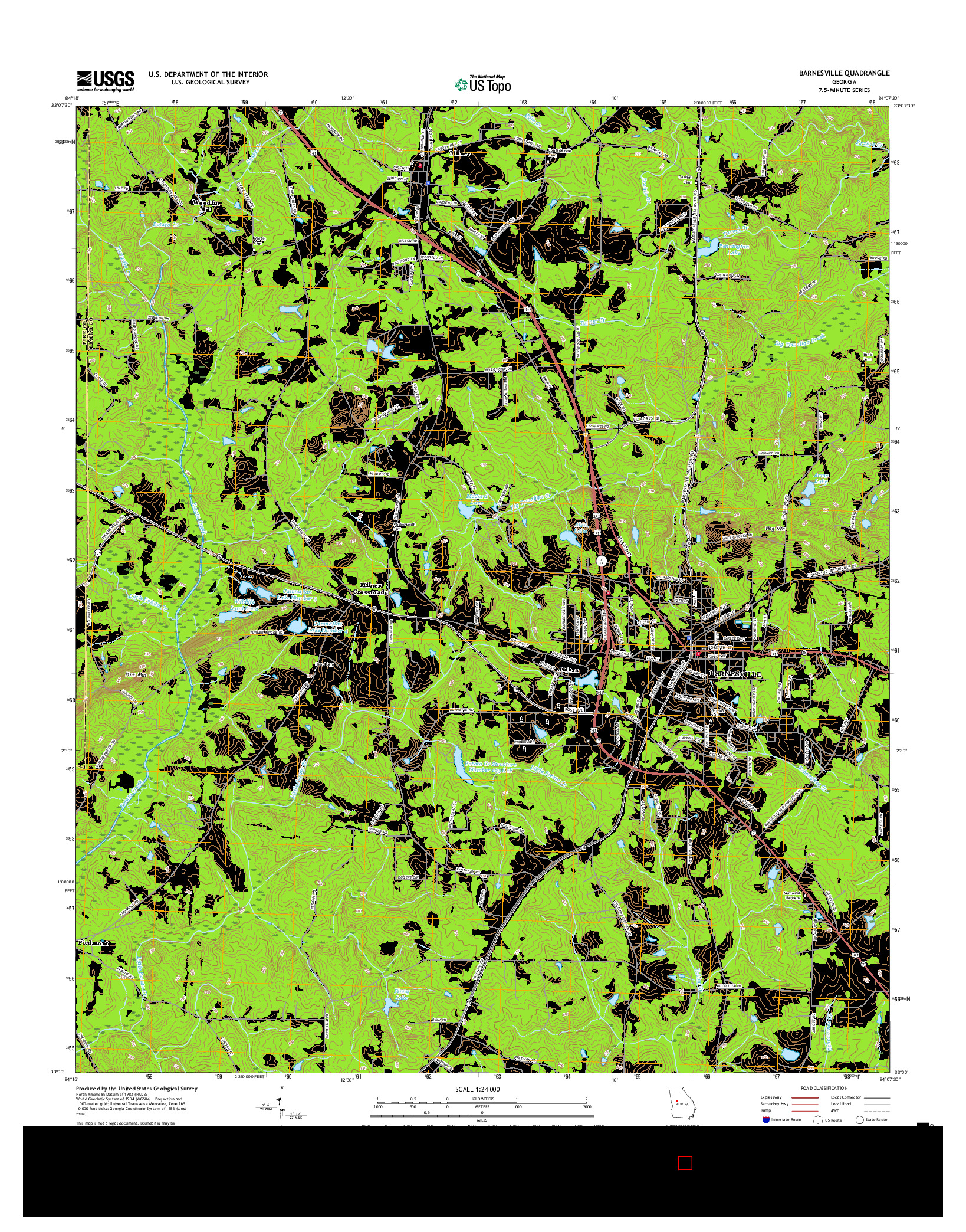 USGS US TOPO 7.5-MINUTE MAP FOR BARNESVILLE, GA 2017