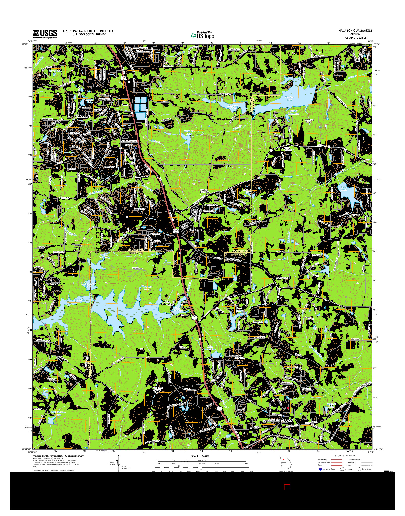 USGS US TOPO 7.5-MINUTE MAP FOR HAMPTON, GA 2017