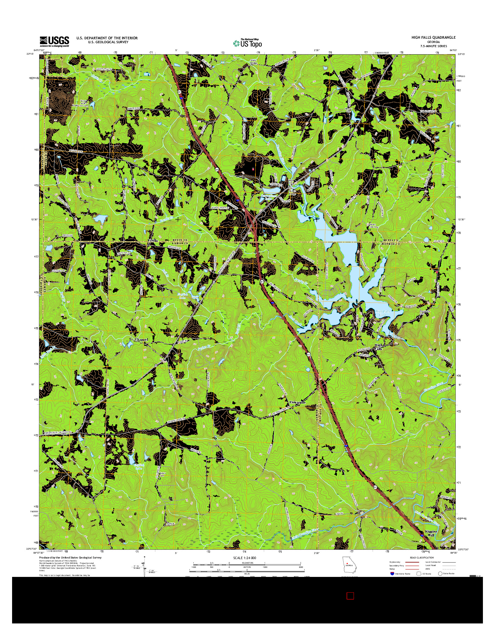 USGS US TOPO 7.5-MINUTE MAP FOR HIGH FALLS, GA 2017