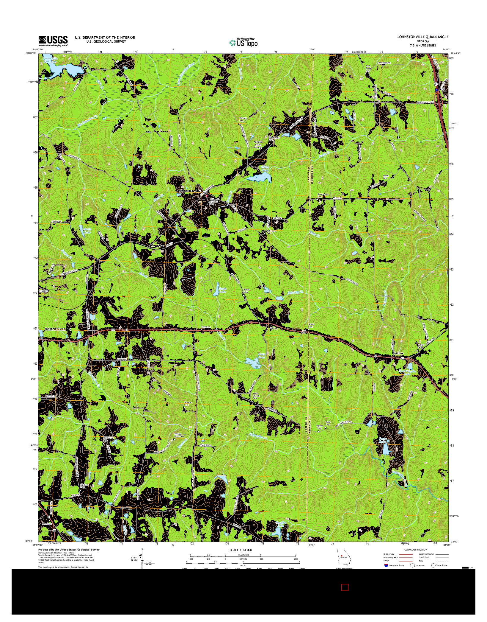 USGS US TOPO 7.5-MINUTE MAP FOR JOHNSTONVILLE, GA 2017