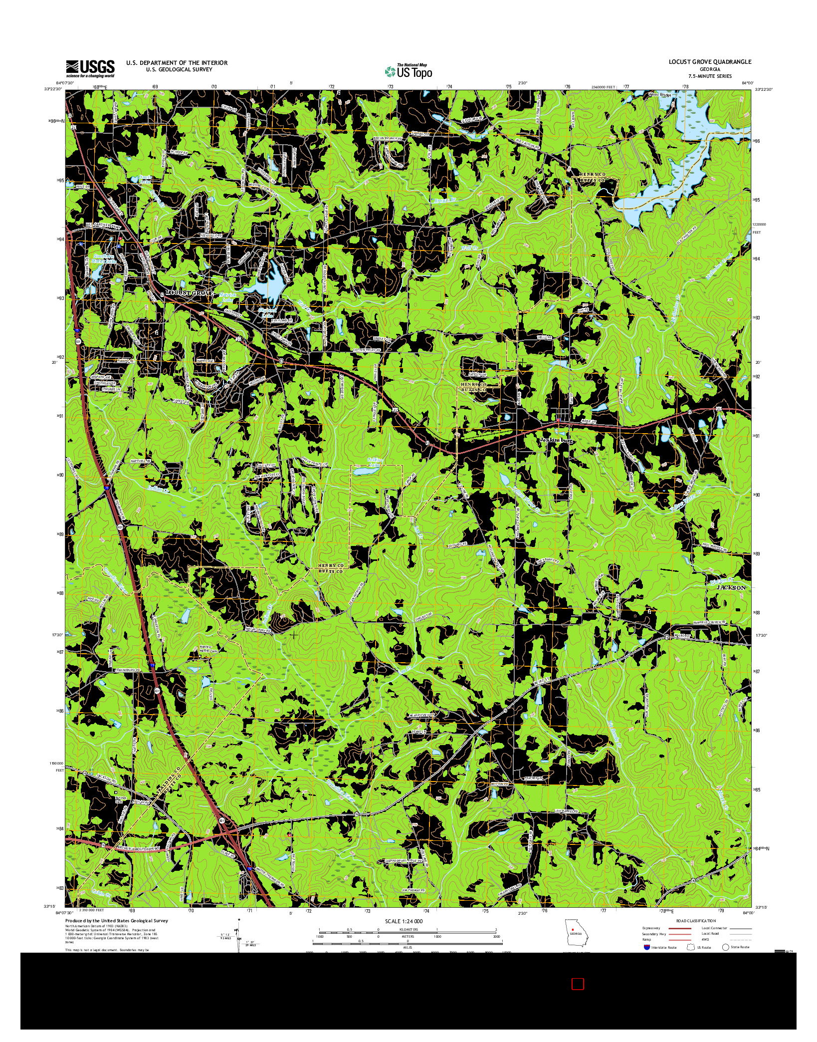 USGS US TOPO 7.5-MINUTE MAP FOR LOCUST GROVE, GA 2017