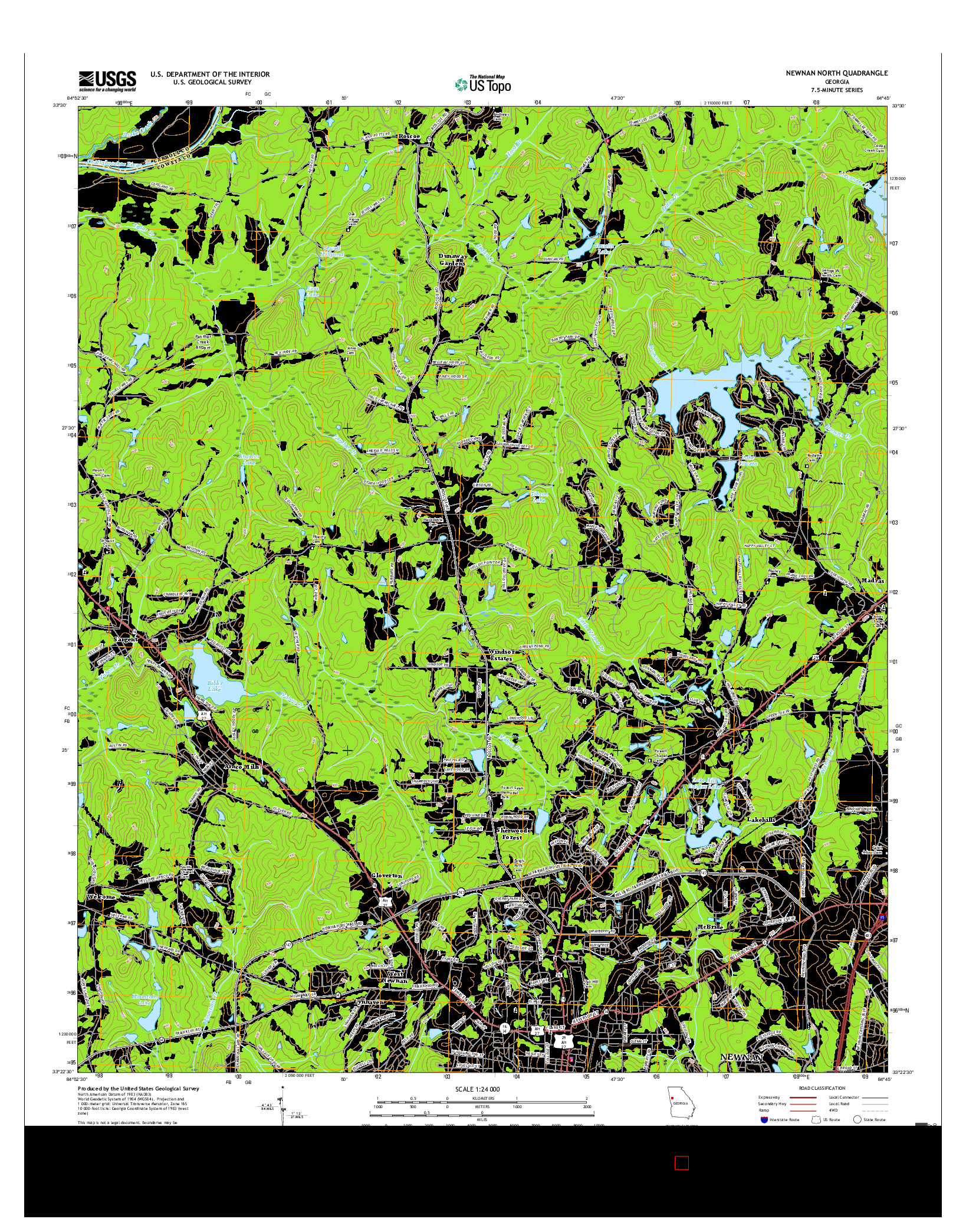 USGS US TOPO 7.5-MINUTE MAP FOR NEWNAN NORTH, GA 2017