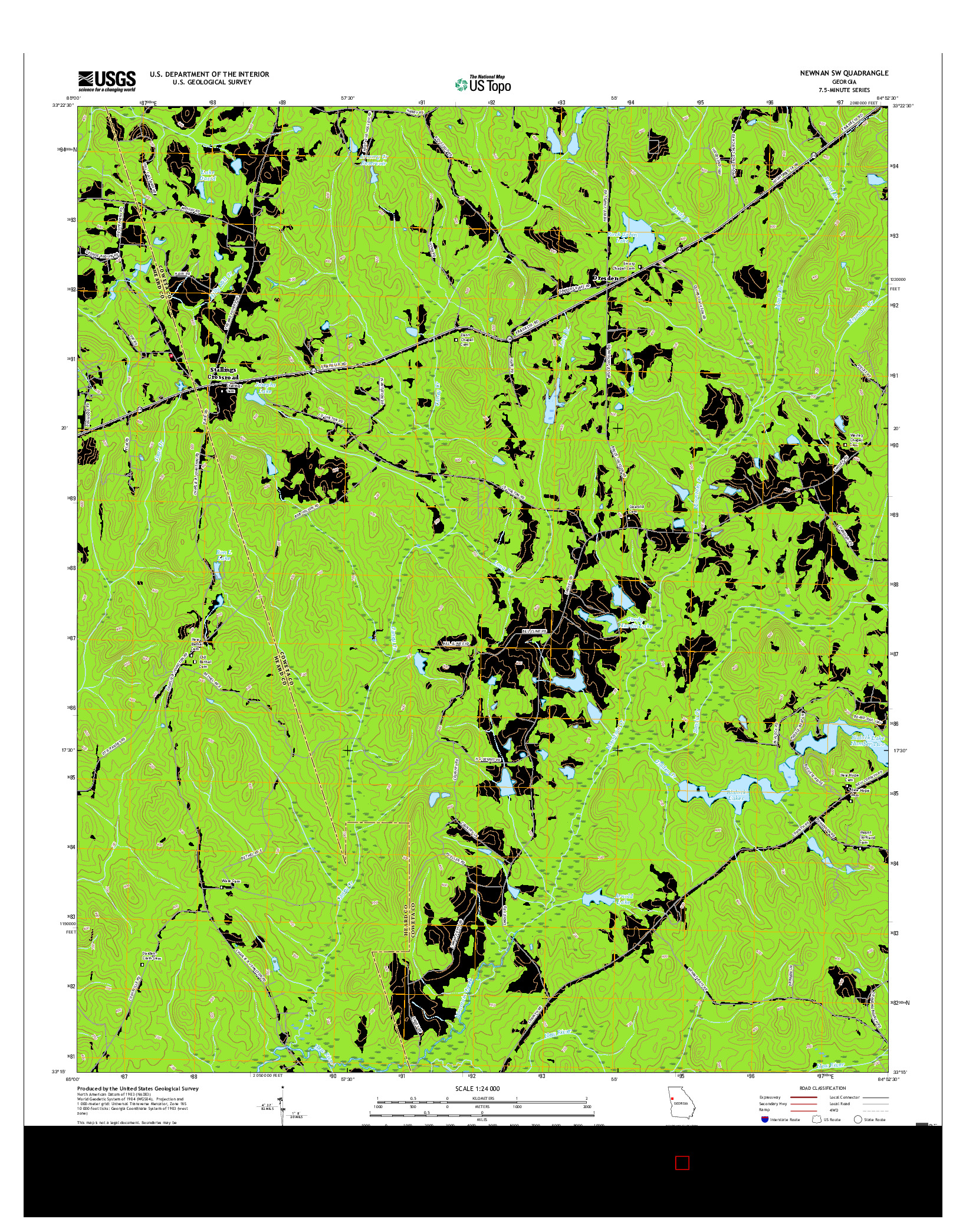 USGS US TOPO 7.5-MINUTE MAP FOR NEWNAN SW, GA 2017