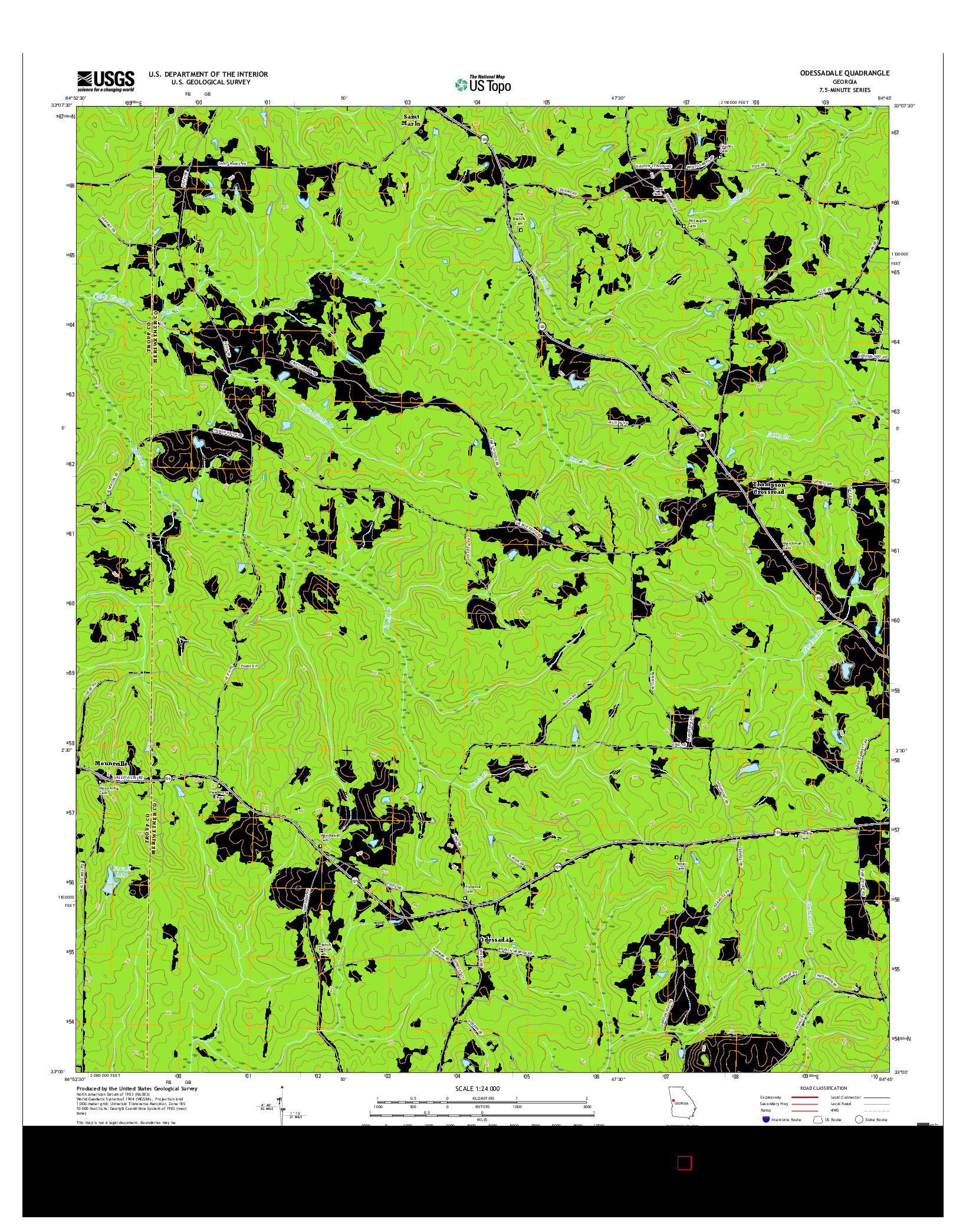 USGS US TOPO 7.5-MINUTE MAP FOR ODESSADALE, GA 2017