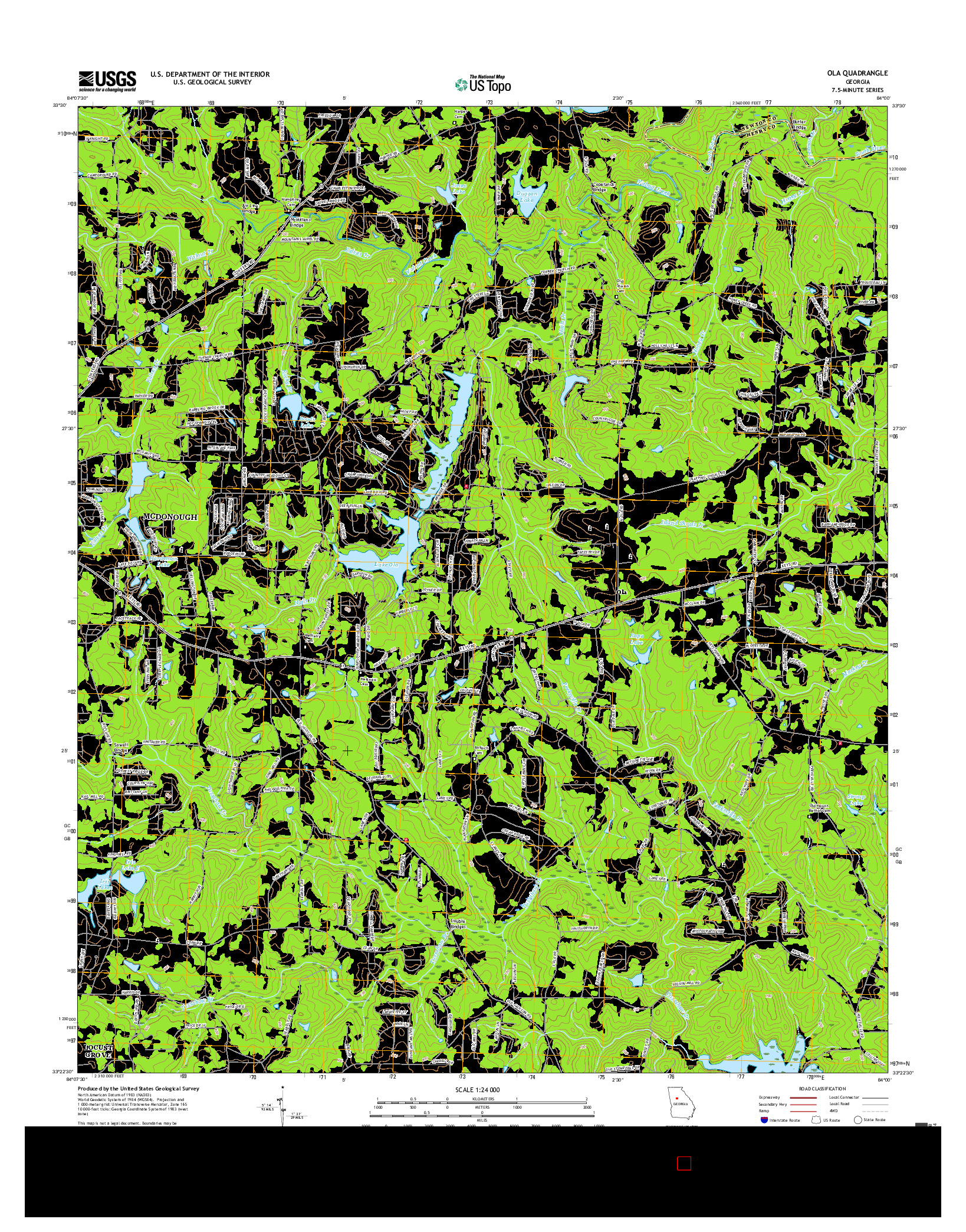 USGS US TOPO 7.5-MINUTE MAP FOR OLA, GA 2017