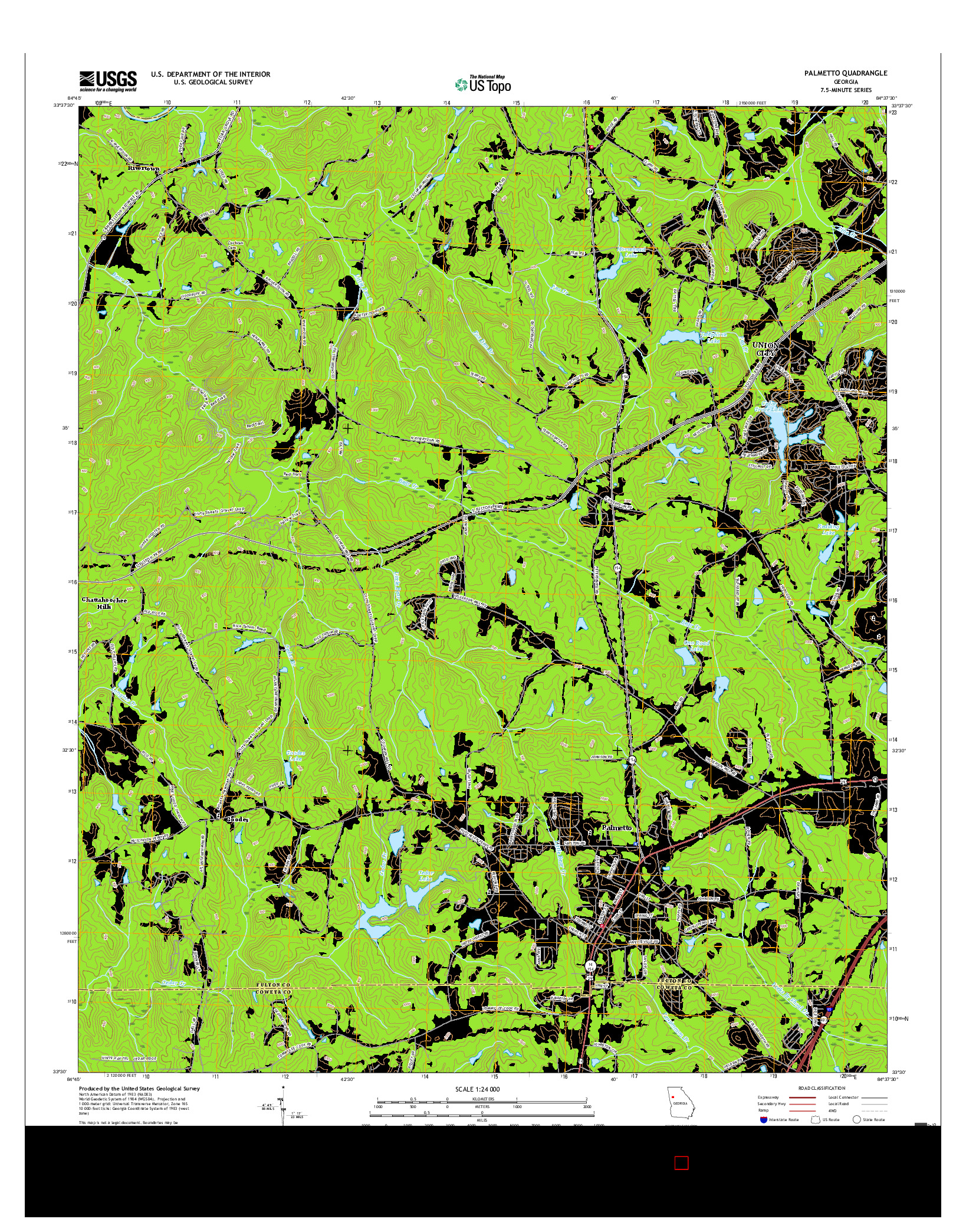 USGS US TOPO 7.5-MINUTE MAP FOR PALMETTO, GA 2017